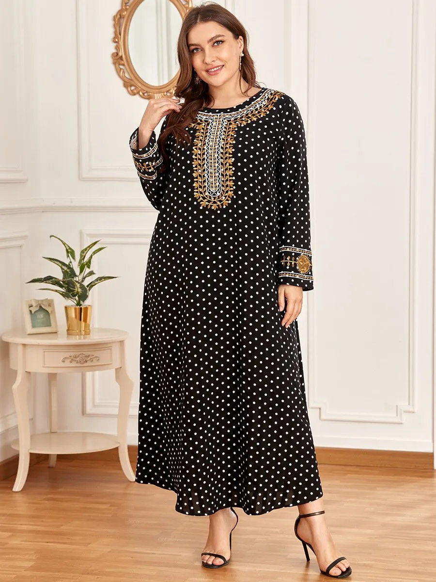 Medio Oriente Collezione donna Arabian Robe 2021 Europeo e americano temperamento pendolare grande altalena stampa a pois paillettes slim ricamato dr