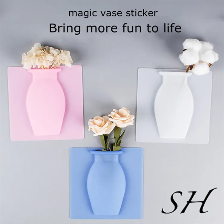 Vaso in silicone esplosivo Adesivi per vasi magici Vaso appeso a parete senza perforazione Adesivi decorativi Vaso per decalcomanie da parete