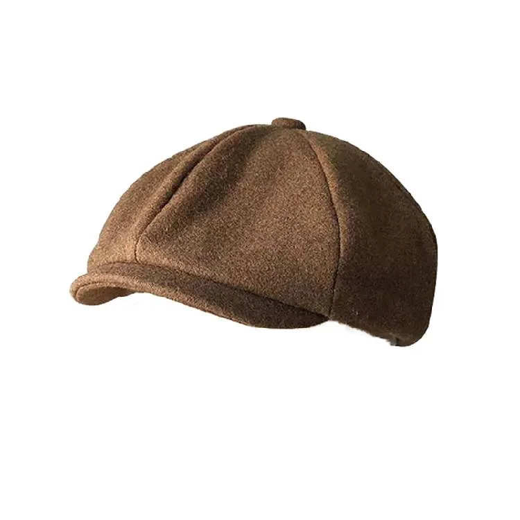 Cappello di lana marrone cammello nero Cappello uomo berretto da strillone Tinta unita Tweed Cappello ottagonale invernale caldo Uomo Donna Gatsby Ca