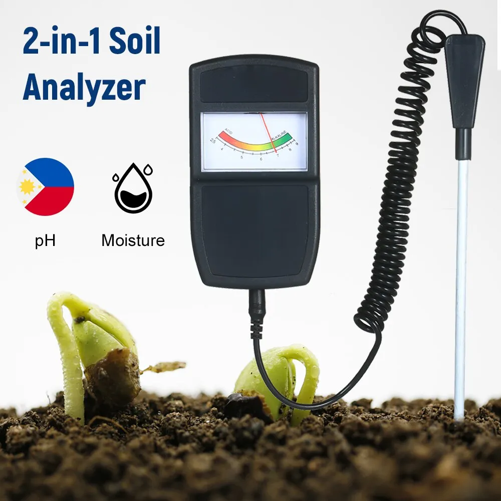 Misuratore di pH e umidità del suolo 2 in 1 Kit di test del suolo Analizzatore di acidità e alcalinità dell'umidità del suolo Sonda del misuratore di
