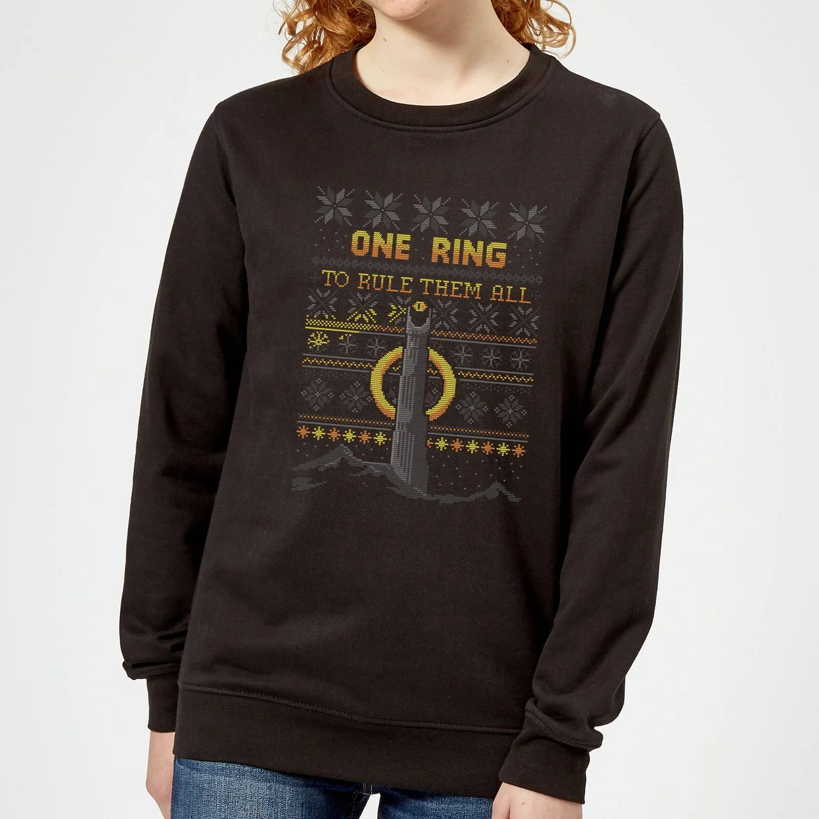 The  One Ring Women's Christmas Sweater in Nero - 4XL