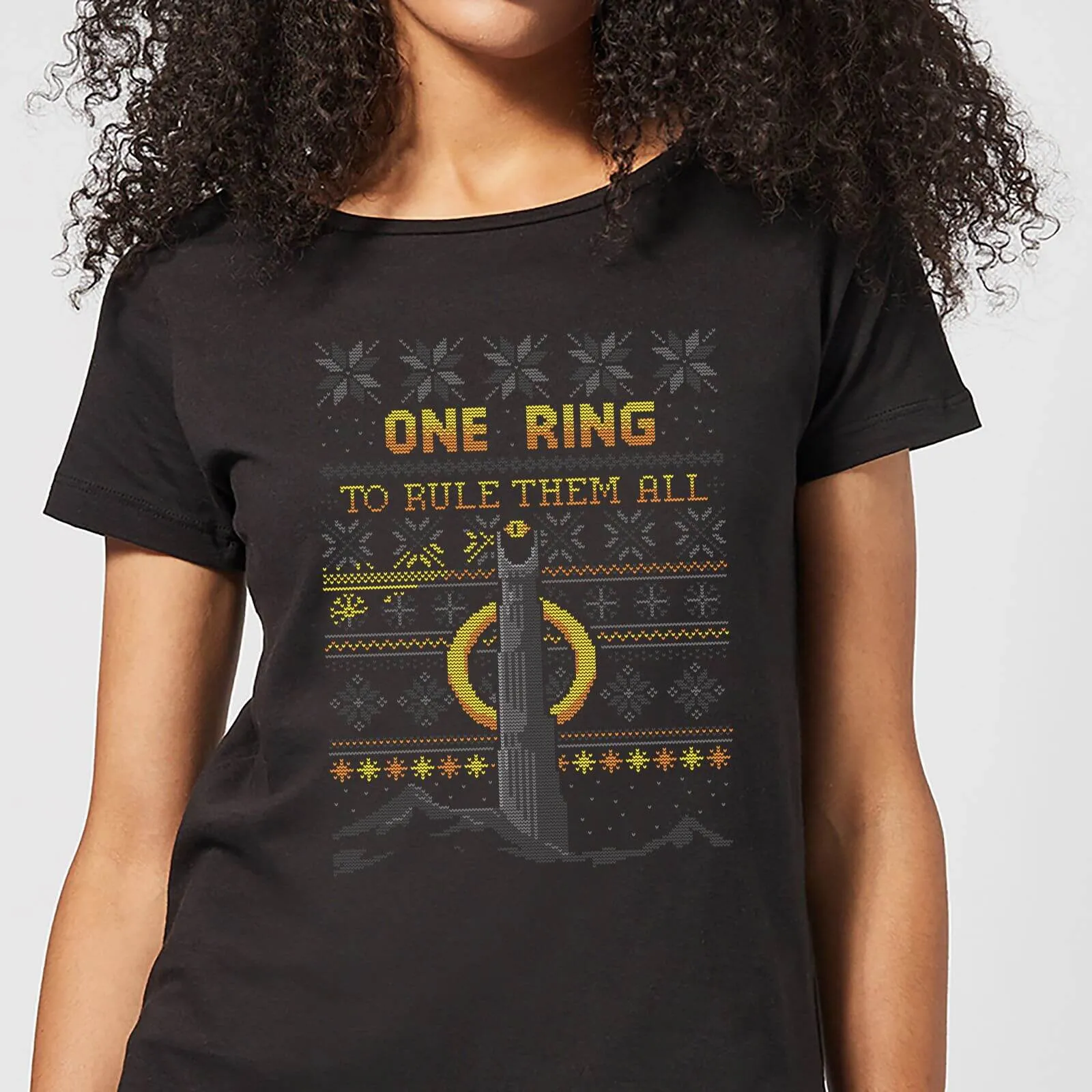 T-Shirt  One Ring Christmas - Nero - Donna - S