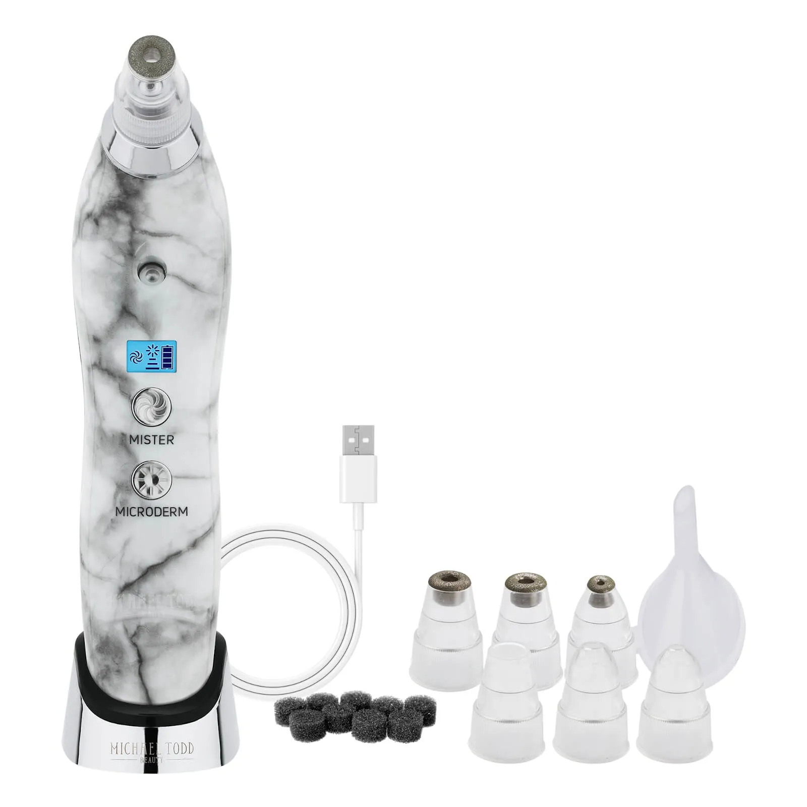  Sonic Refresher Wet/Dry Sonic Microdermabrasion and Pore Extraction System (Various Shades) - White Marble