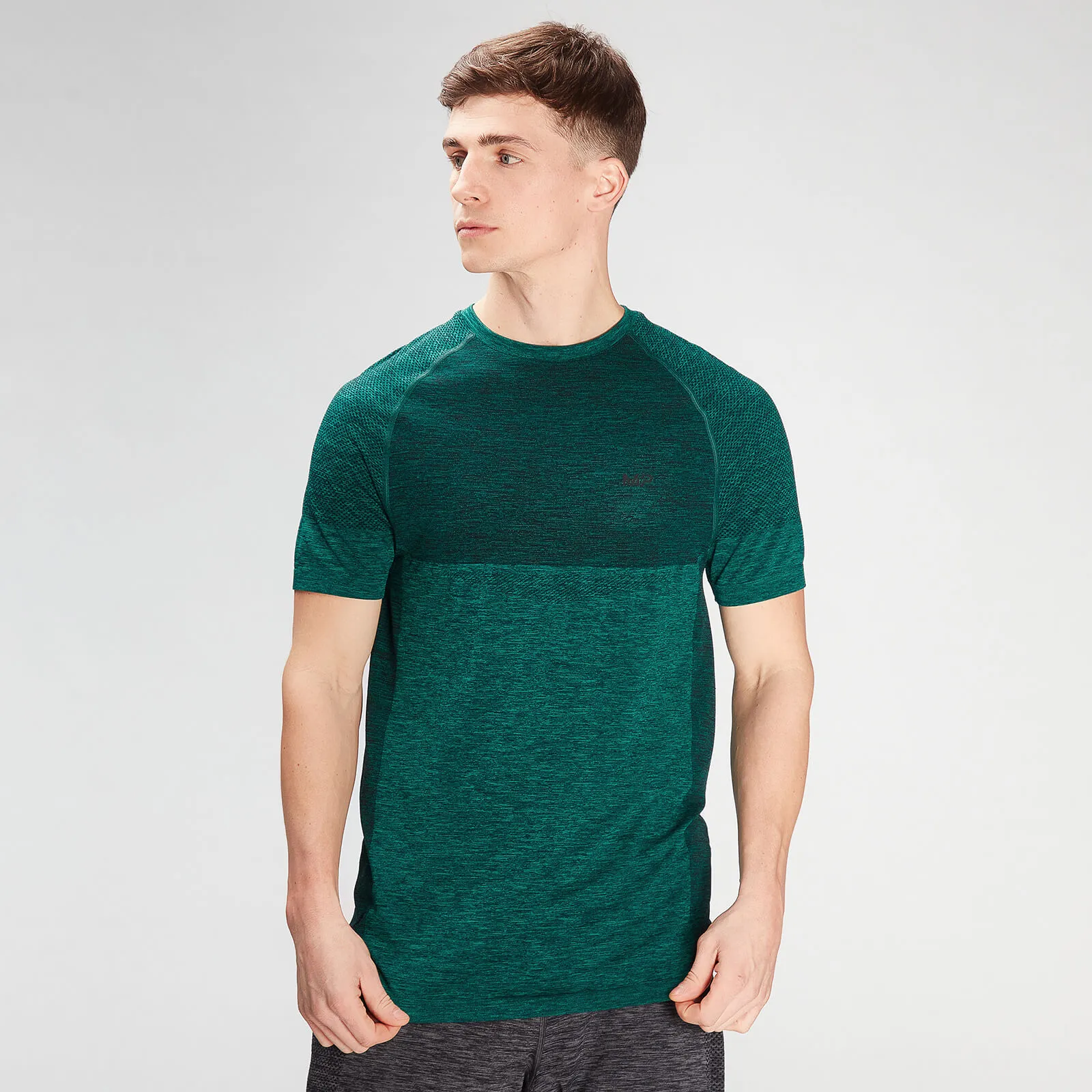  Men's Seamless Short Sleeve T-Shirt- Energy Green Marl - S