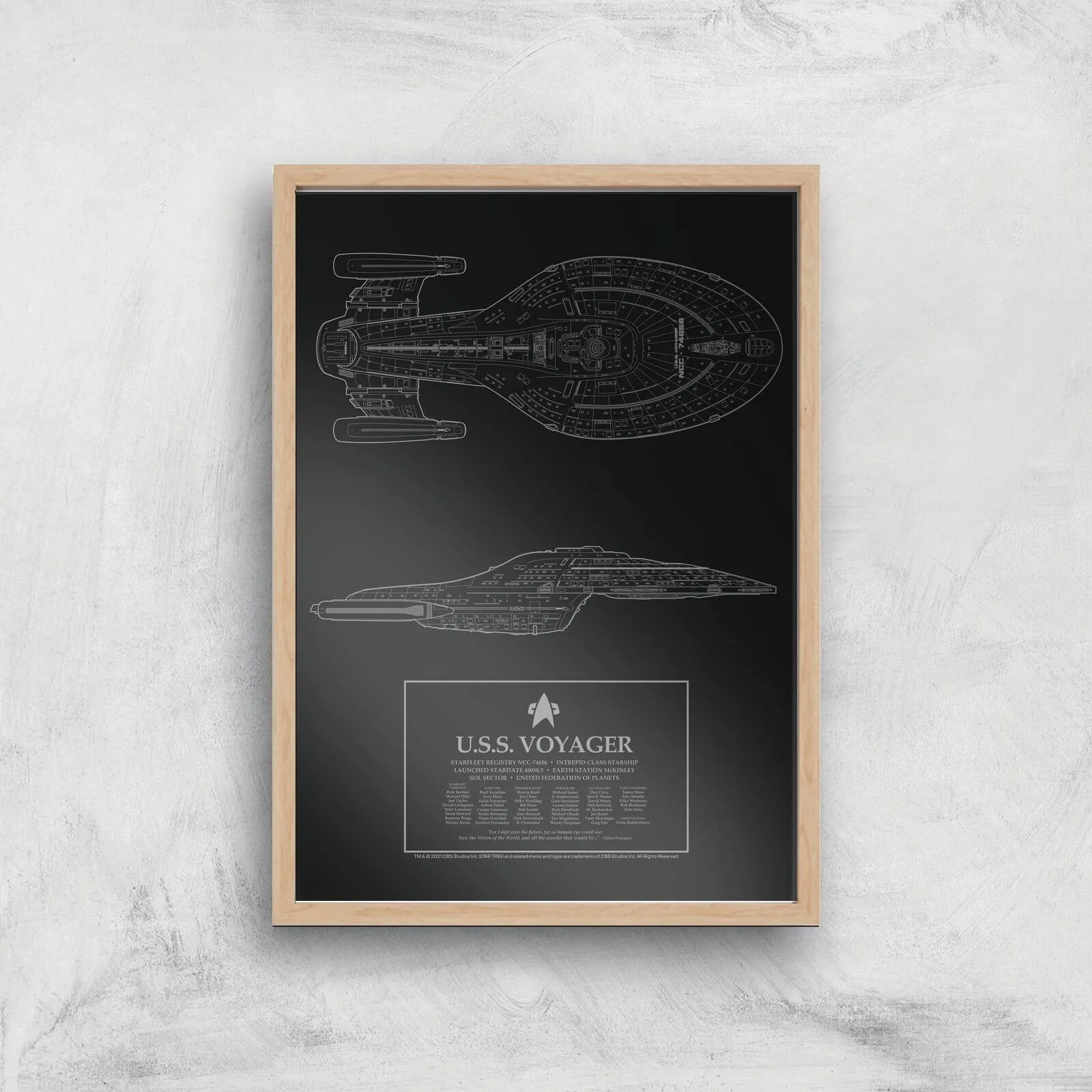  Starfleet U.S.S. Voyager Giclee Art Print - A2 - Wooden Frame