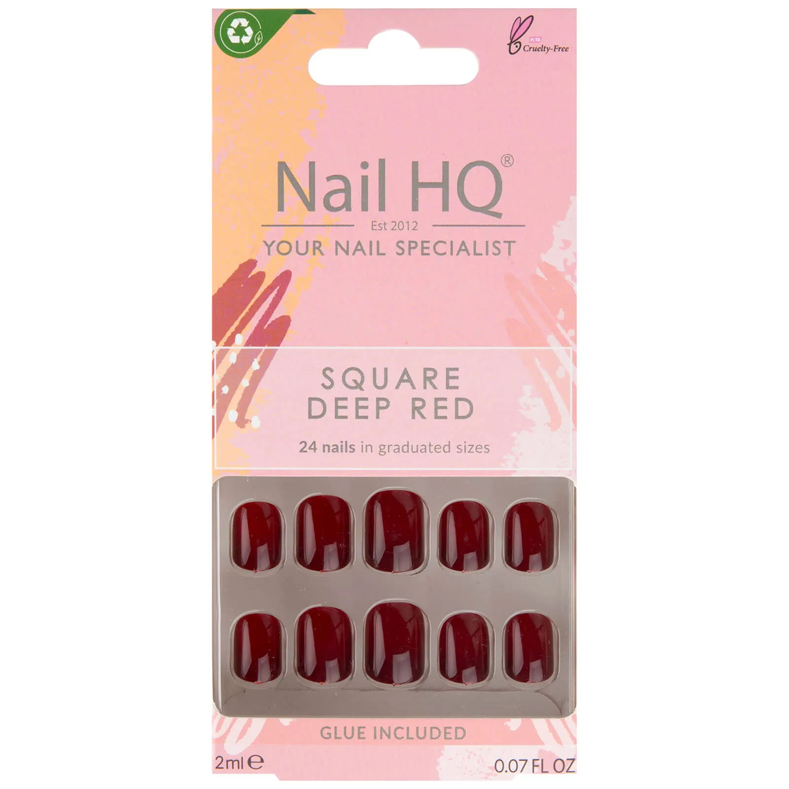  Square Nails Deep Red (24 Pieces)