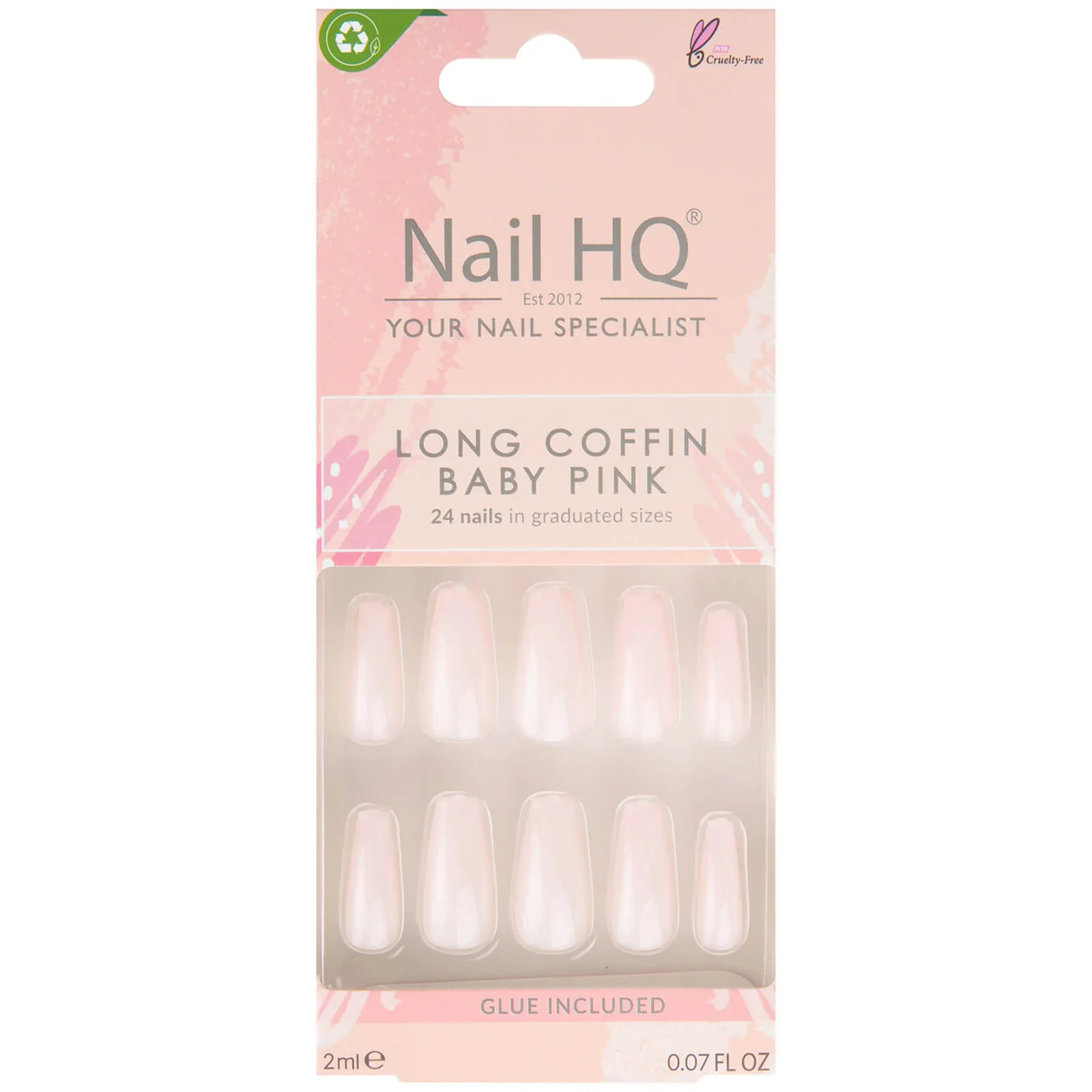  Long Coffin Baby Pink Nails (24 Pieces)