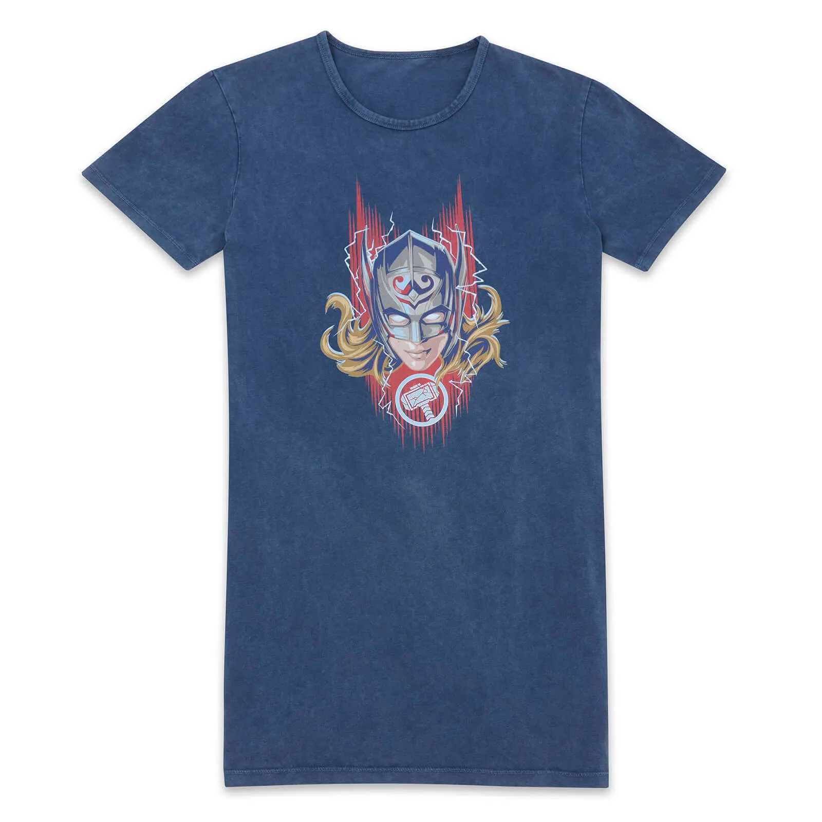Marvel Thor - Love and Thunder T-Shirt Vestito Donna Mighty Thor - Blu Navy Acid Wash - M