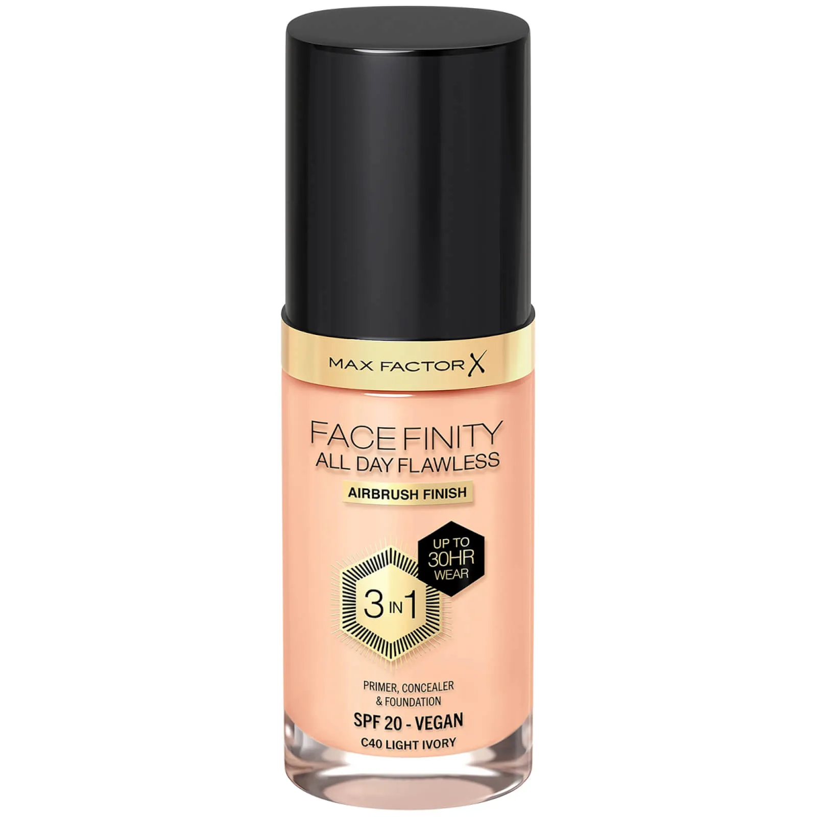  Facefinity All Day Flawless 3 in 1 Vegan Foundation 30ml (Various Shades) - C40 - LIGHT IVORY