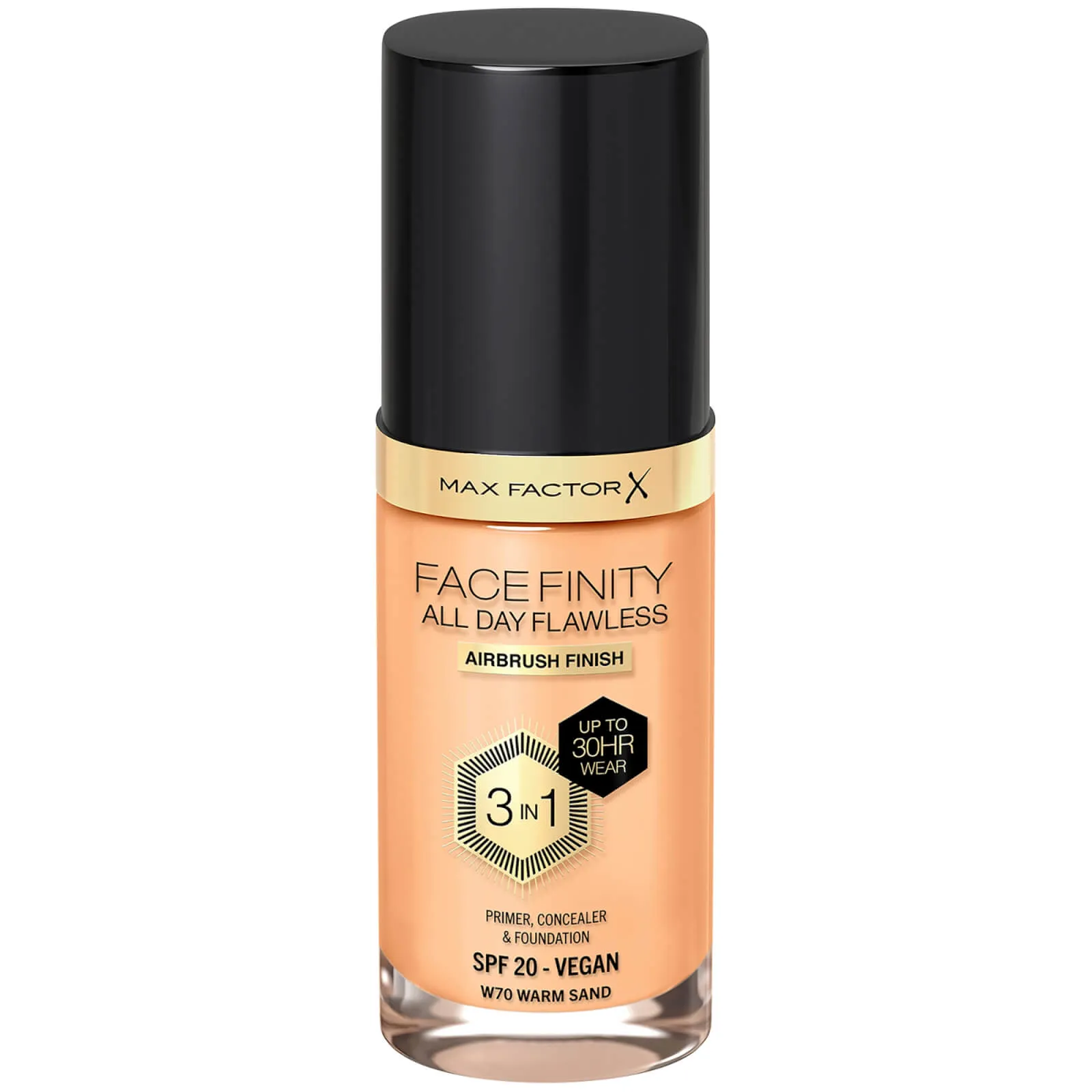  Facefinity All Day Flawless 3 in 1 Vegan Foundation 30ml (Various Shades) - W70 - WARM SAND