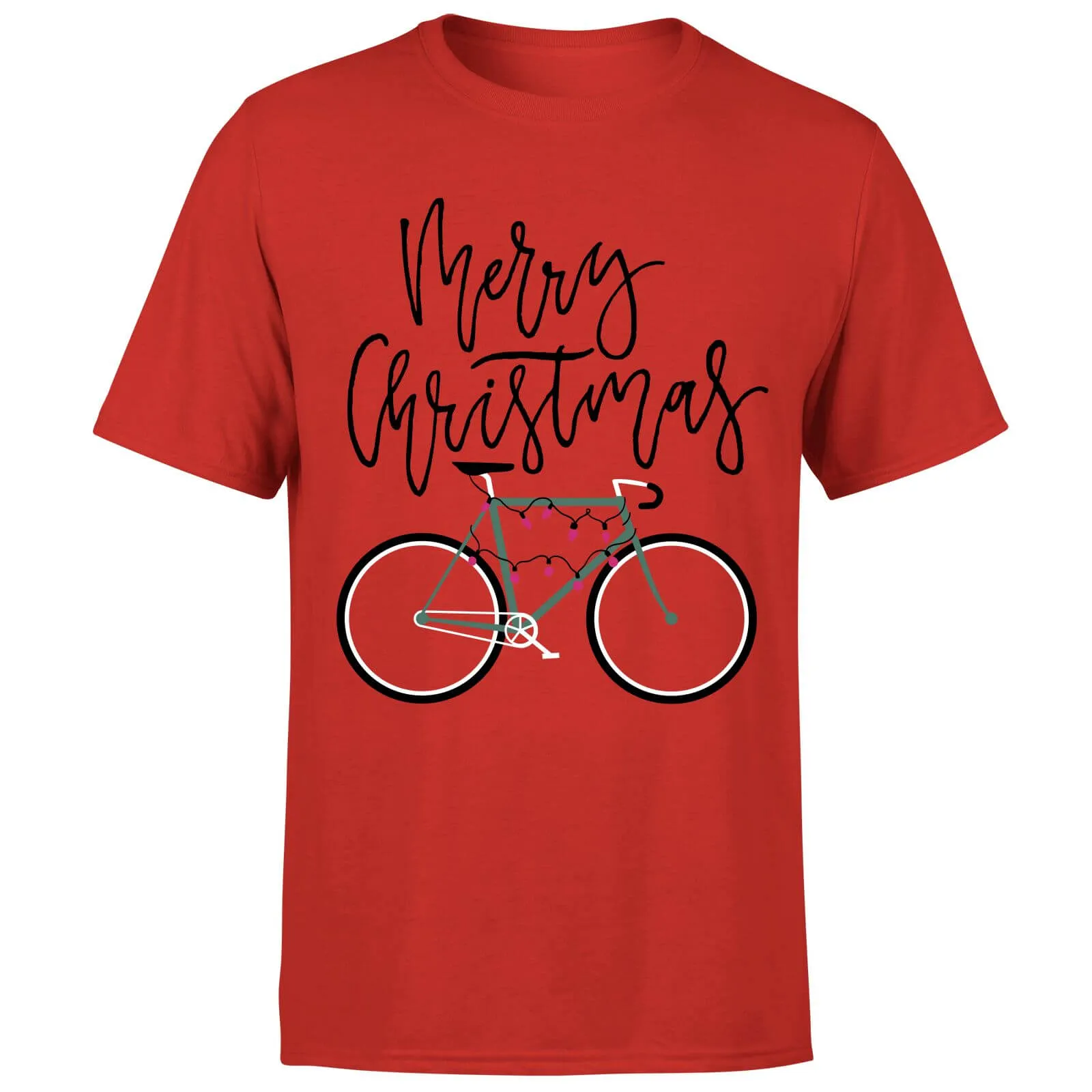Bike Lights Men's Christmas T-Shirt - Red - M - Rosso