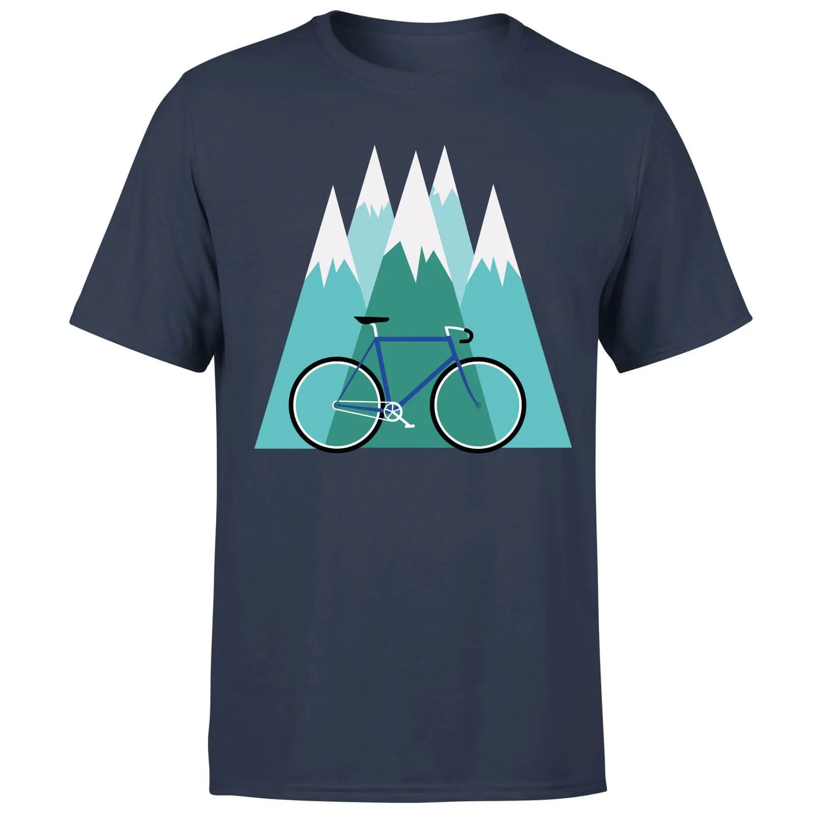 Bike and Mountains Men's Christmas T-Shirt - Navy - XL