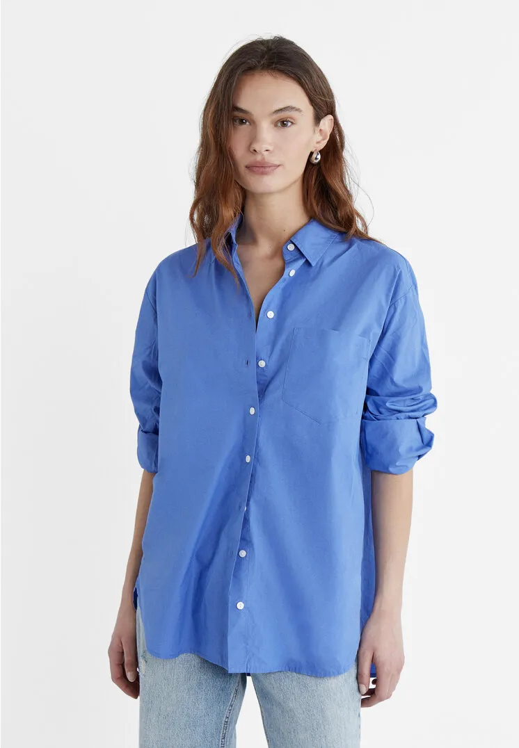  Camicia in popeline oversize  Blu reale XL