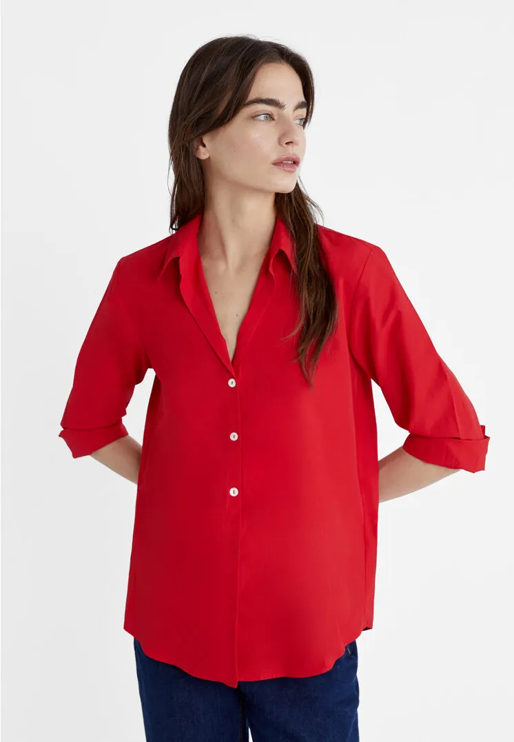  Camicia popeline basic  Rosso XS