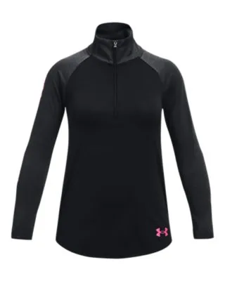 Maglia  Tech™ Graphic ½ Zip da ragazza Nero / Electro Rosa YLG