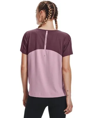 Maglia a manica corta  RUSH™ Energy Colorblock da donna Mauve Rosa / Ash Plum / Metallico Argento XL