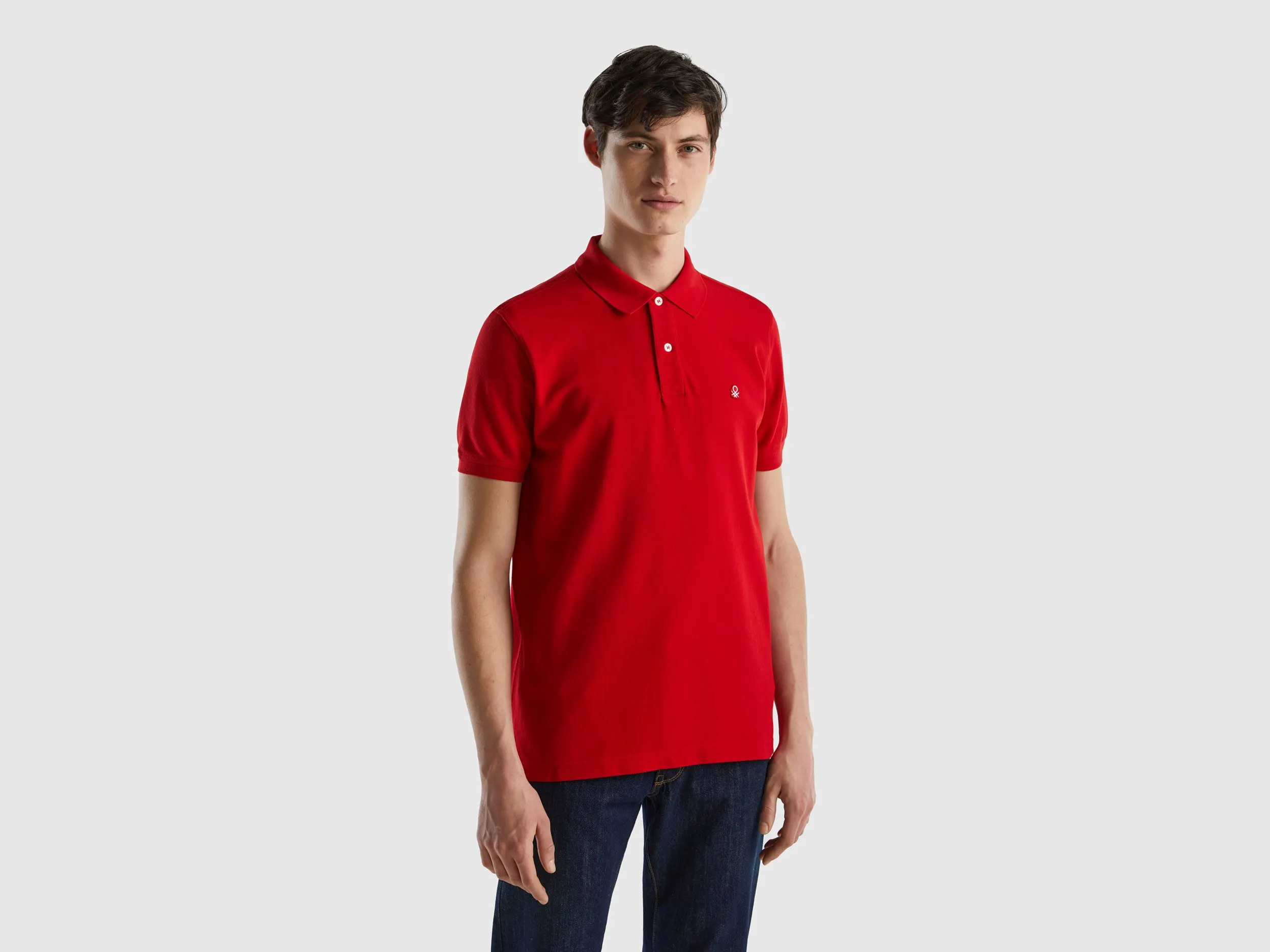 Benetton, Polo Rossa Regular Fit, Rosso, Uomo