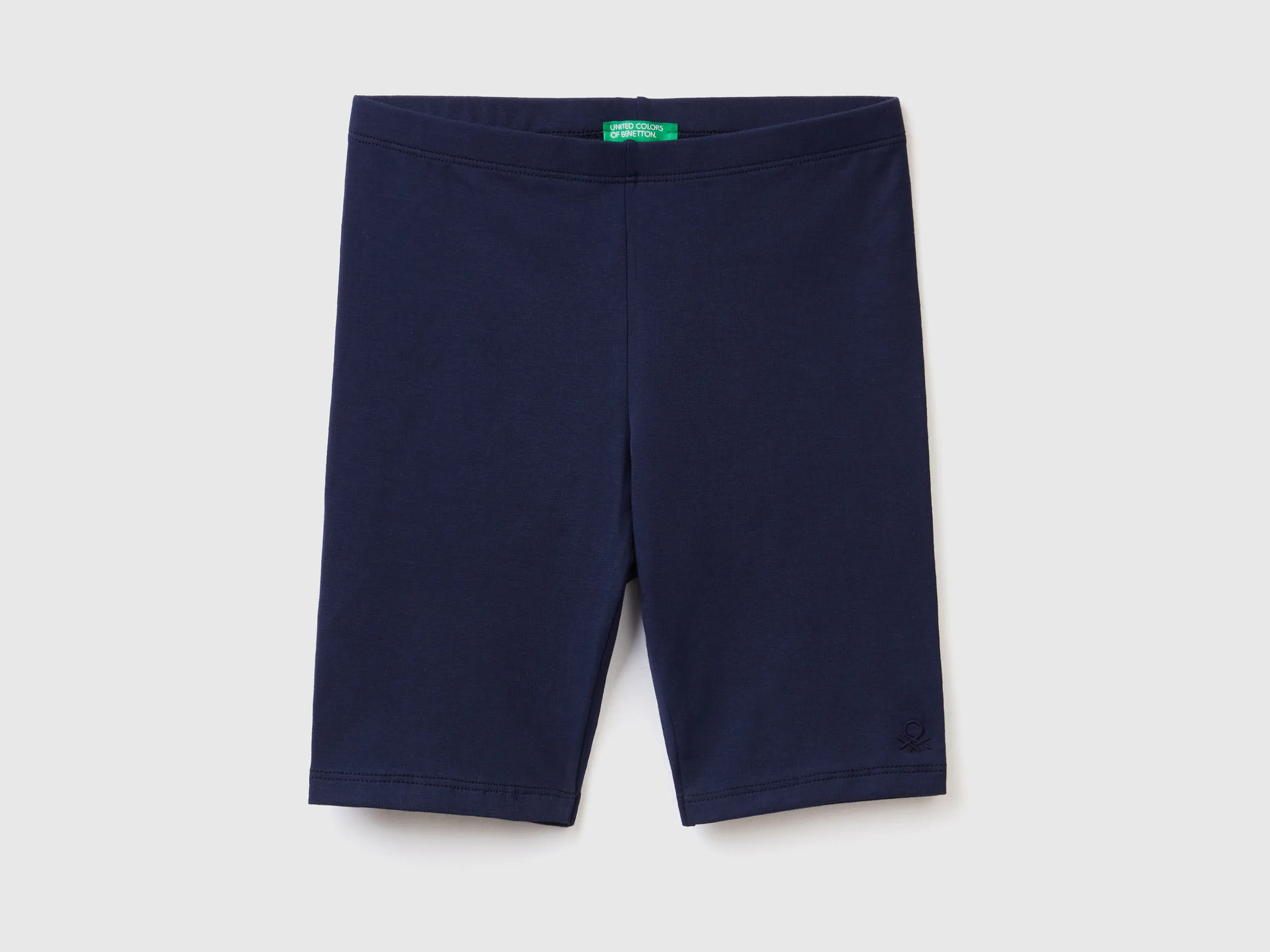 Benetton, Leggings Corti In Cotone Stretch, Blu Scuro, Bambini