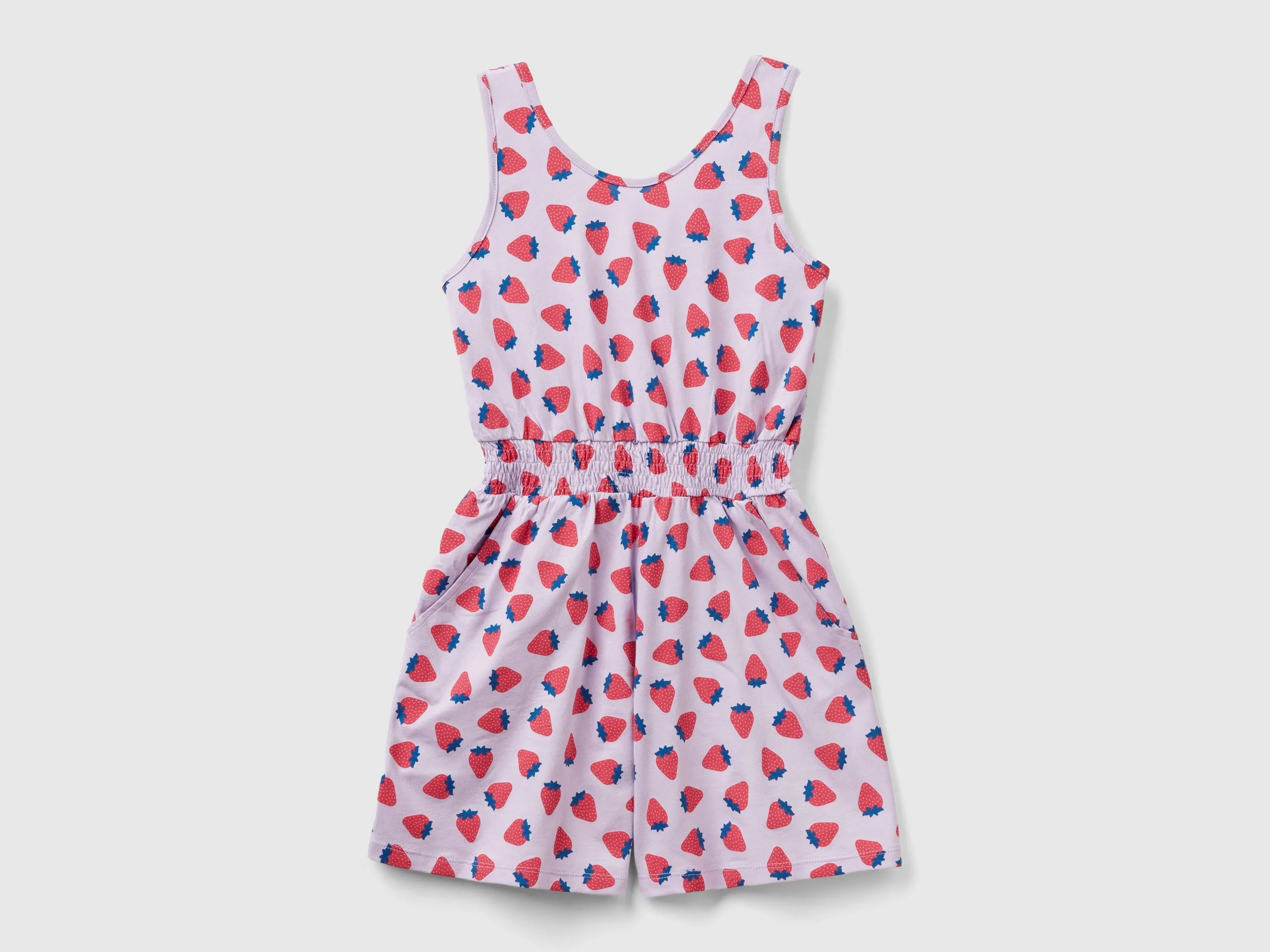 Benetton, Tuta Corta Con Pattern Fragole, Lilla, Bambini