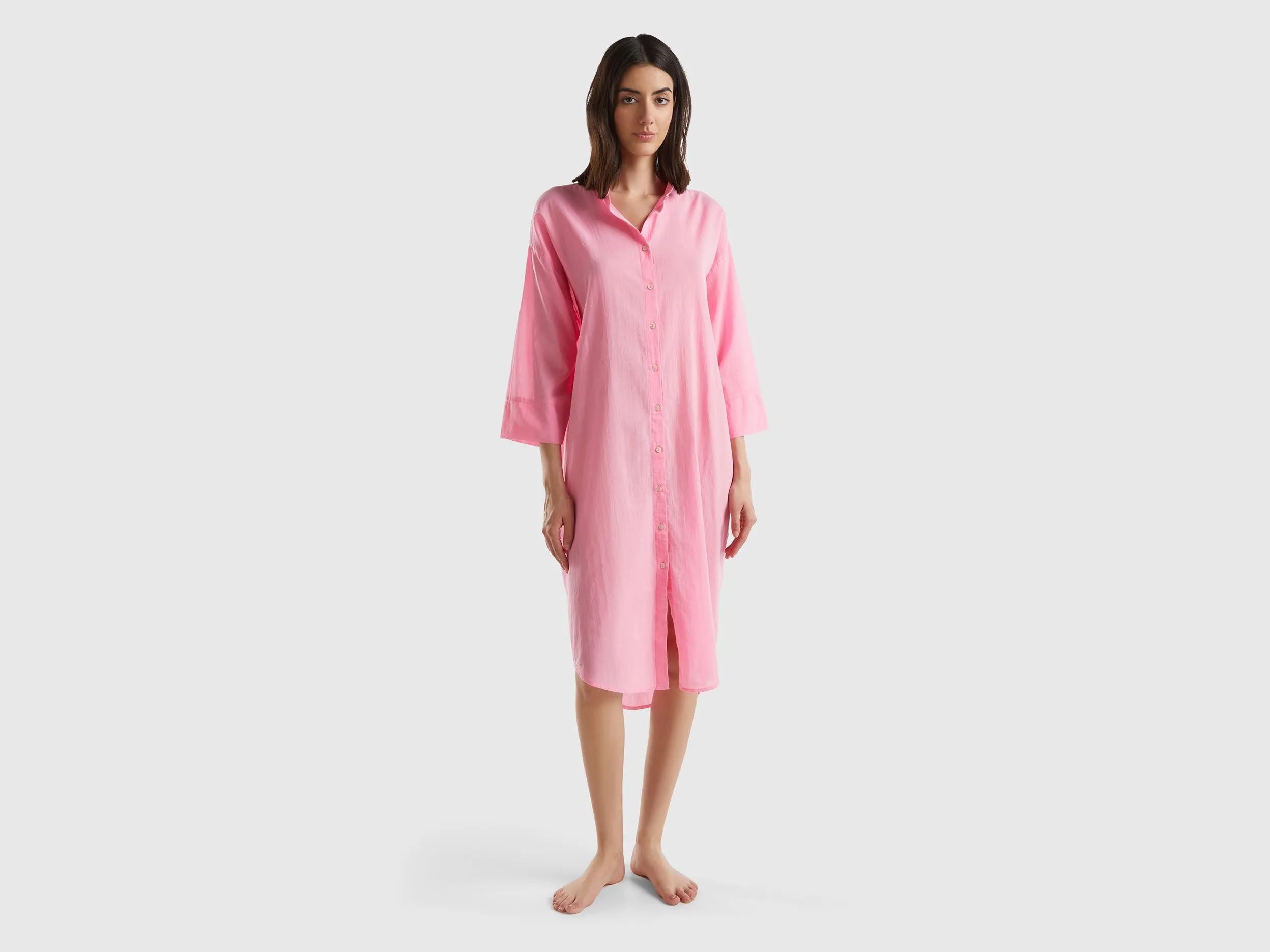 Benetton, Abito A Camicia, Rosa, Donna