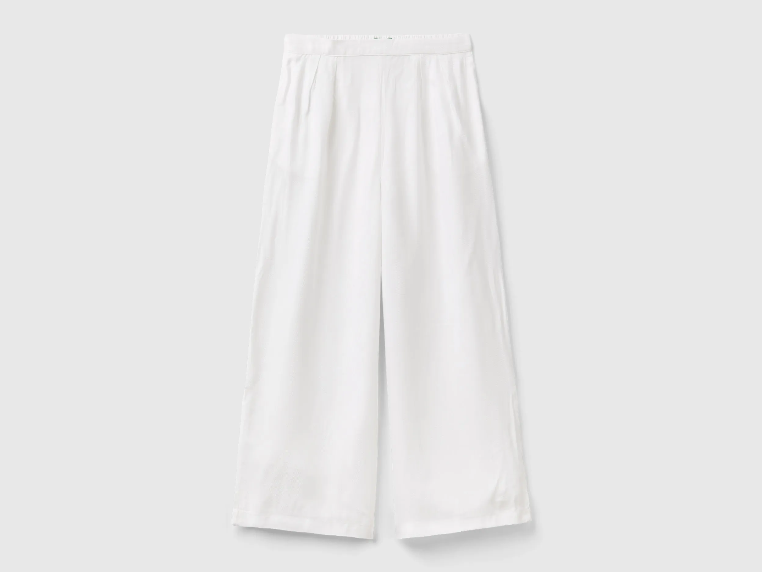 Benetton, Pantaloni Palazzo 100% Viscosa, Bianco, Bambini