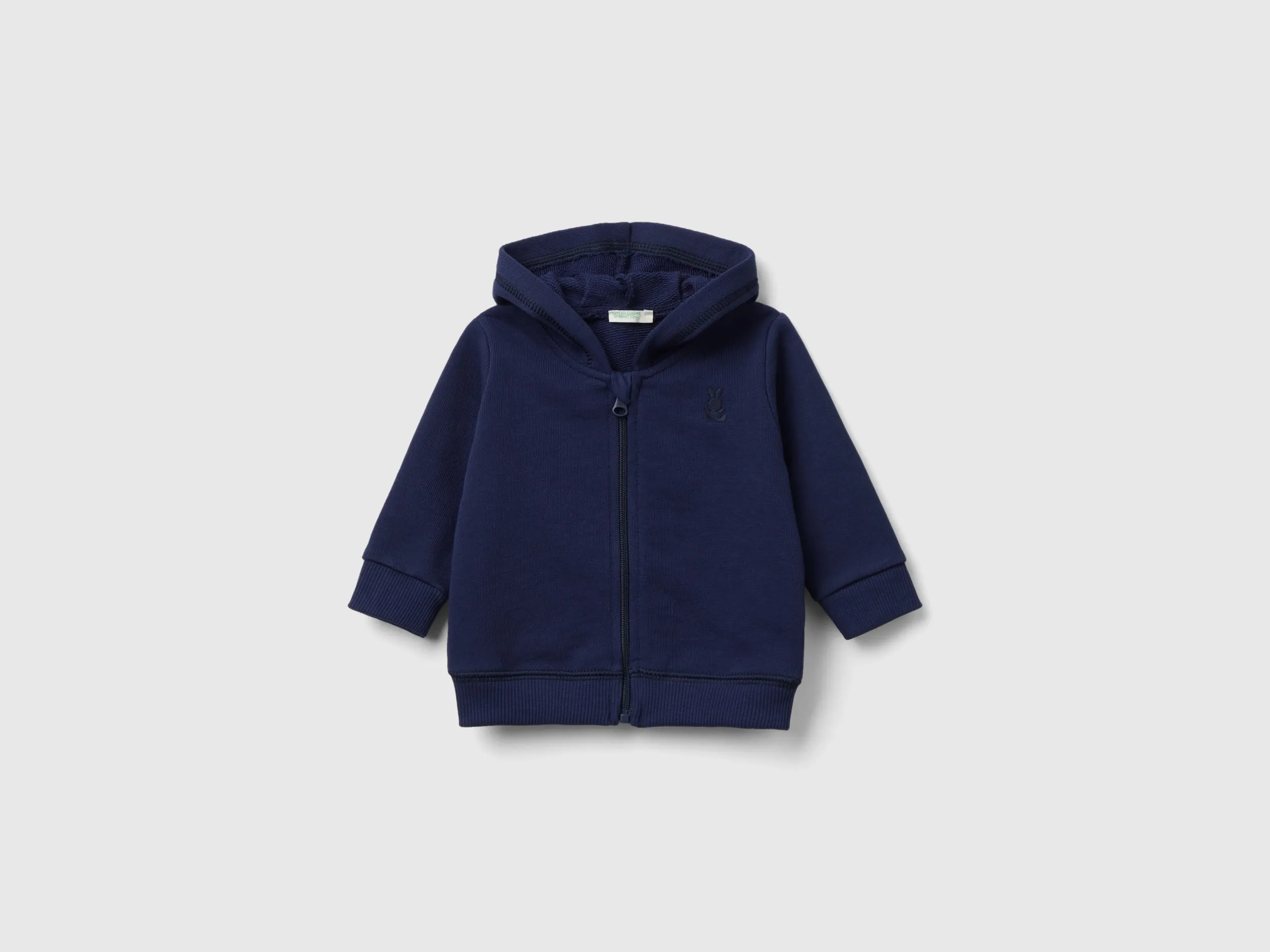 Benetton, Felpa Con Cappuccio In Cotone Bio, Blu Scuro, Bambini