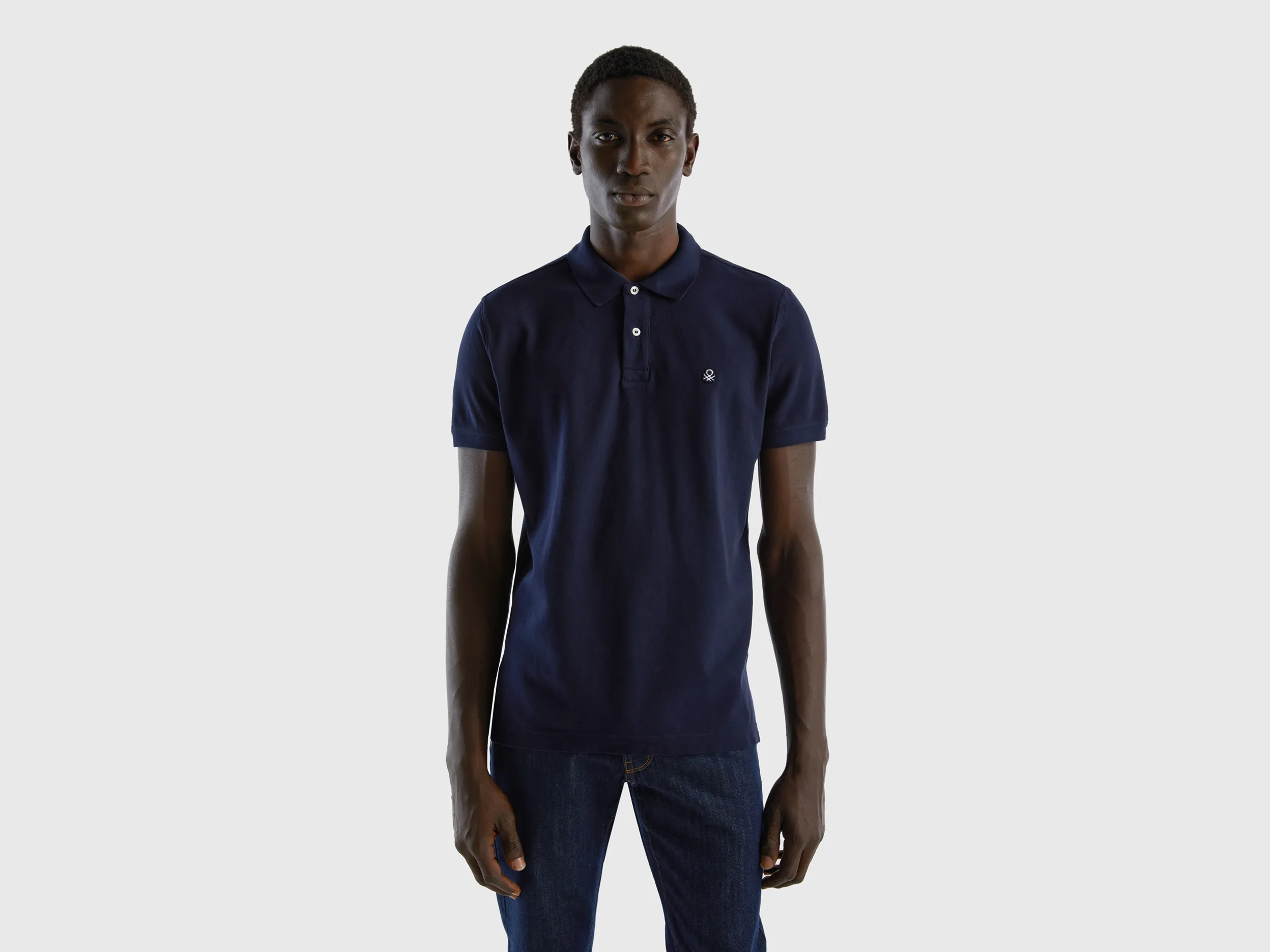 Benetton, Polo Blu Scuro Regular Fit, Blu Scuro, Uomo