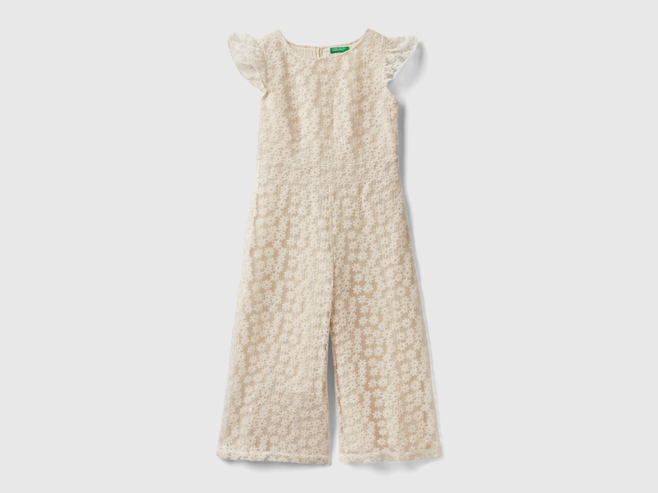 Benetton, Tuta Palazzo In Macramè, Beige, Bambini