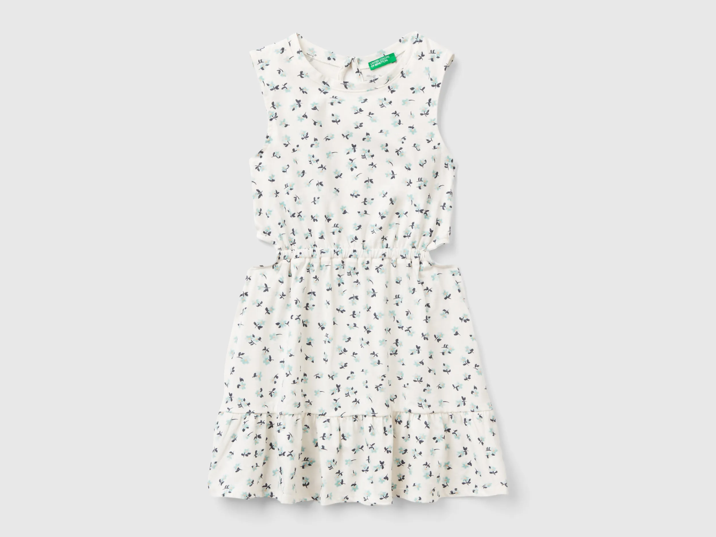 Benetton, Vestito Bianco Con Stampa Floreale, Bianco, Bambini