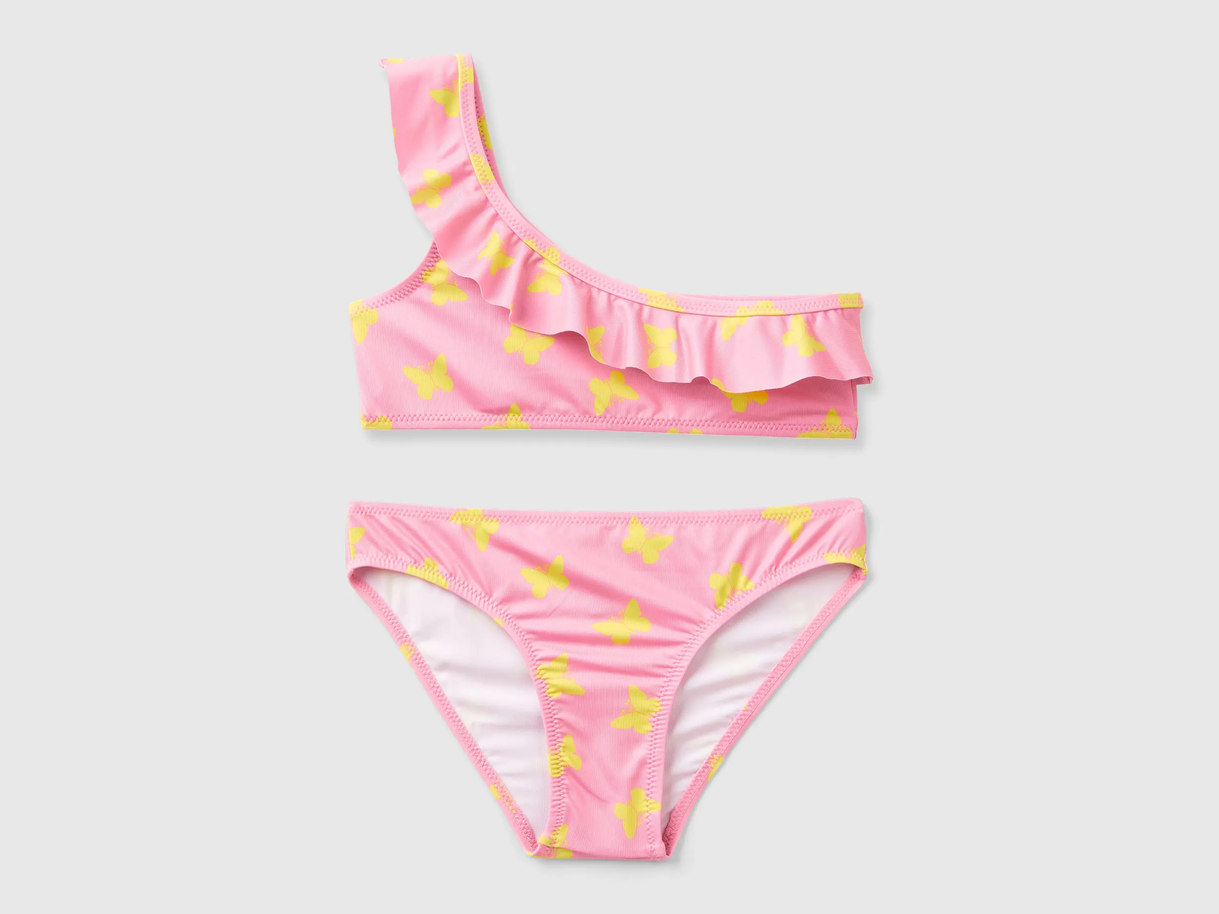 Benetton, Bikini Mare Rosa Con Pattern Farfalle, Rosa, Bambini