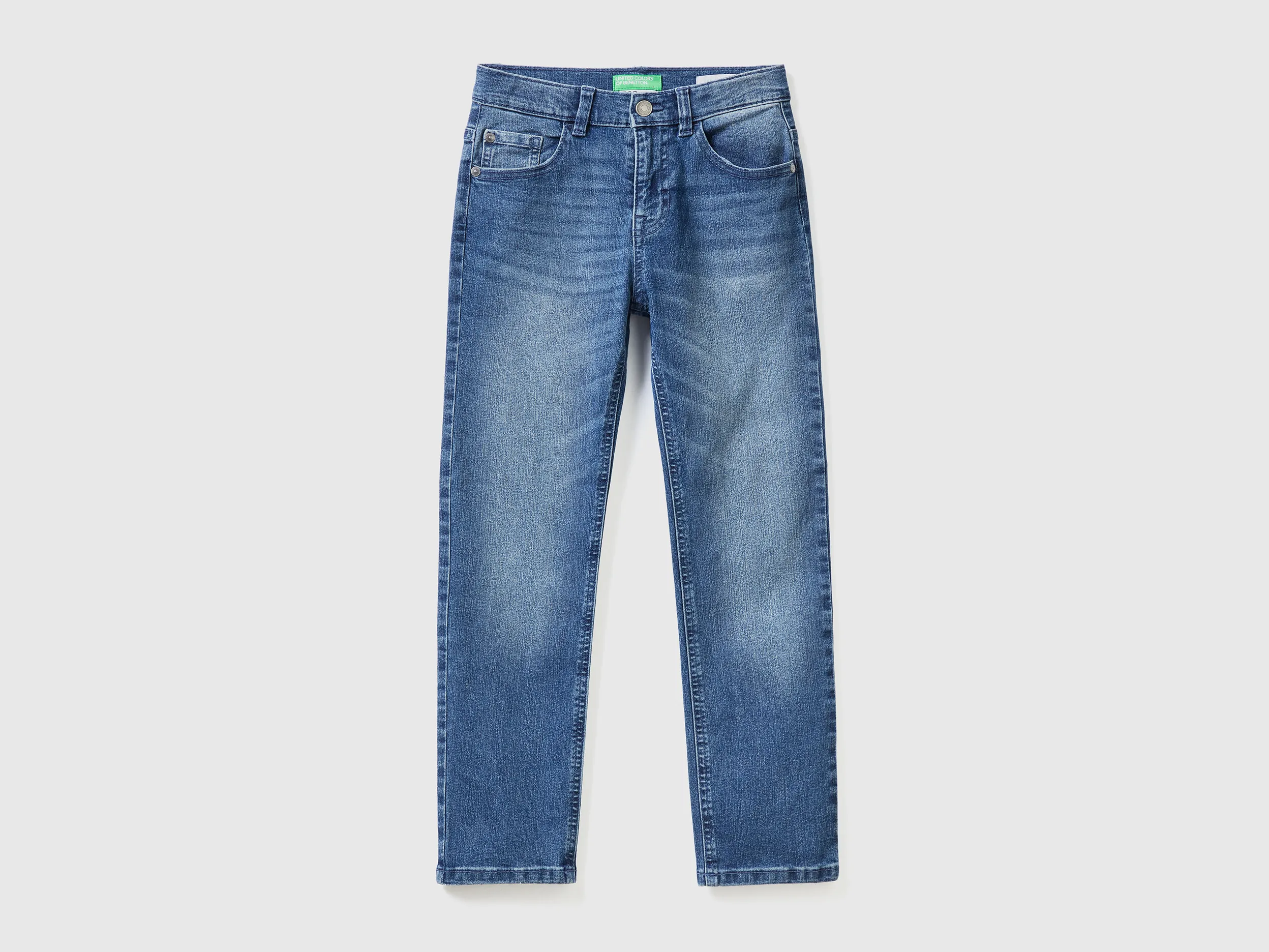 Benetton, Jeans Slim Fit "eco-recycle", Blu Scuro, Bambini