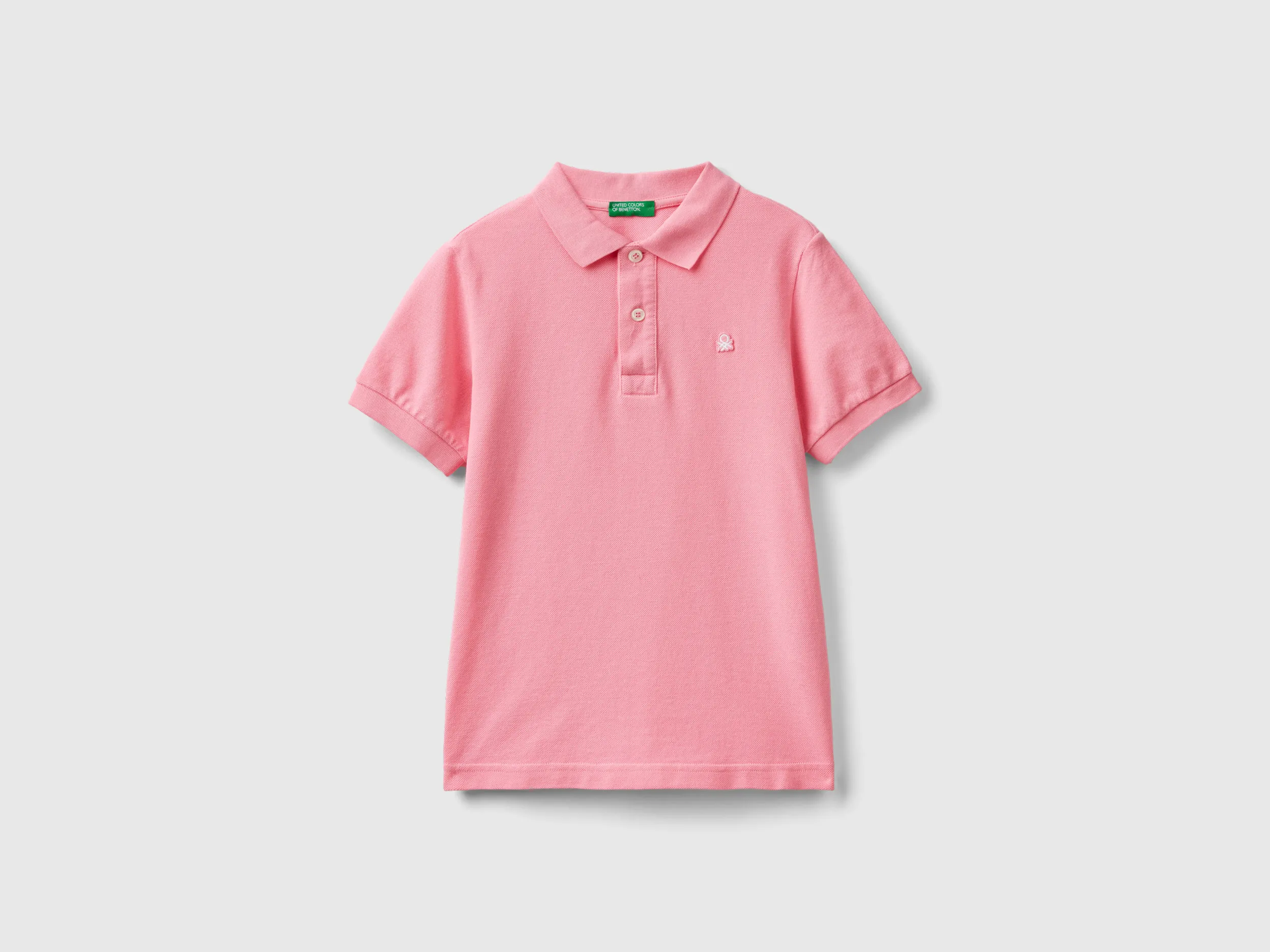 Benetton, Polo Slim Fit 100% Cotone Bio, Rosa, Bambini