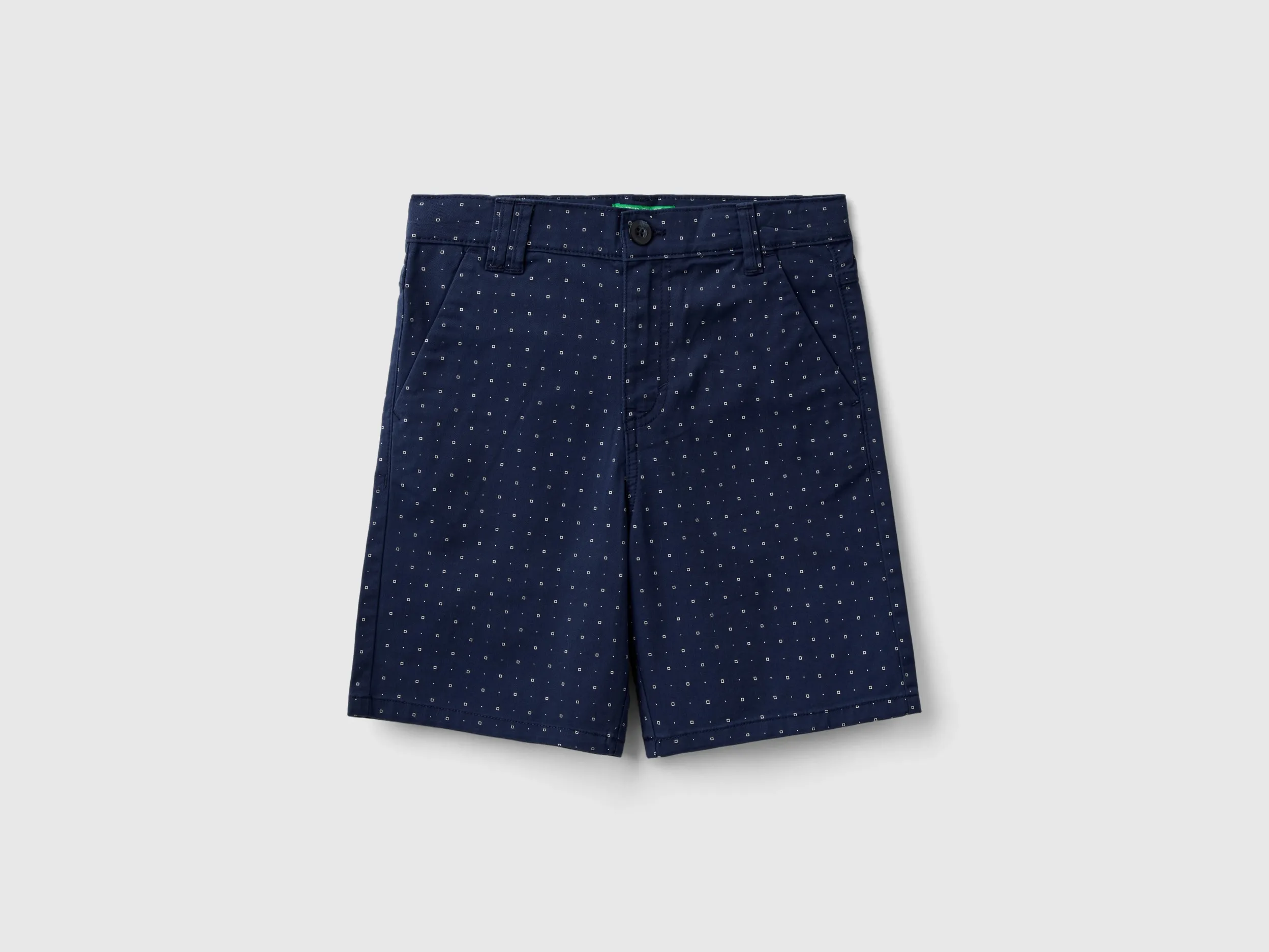 Benetton, Bermuda Slim Fit Micro Fantasia, Blu Scuro, Bambini