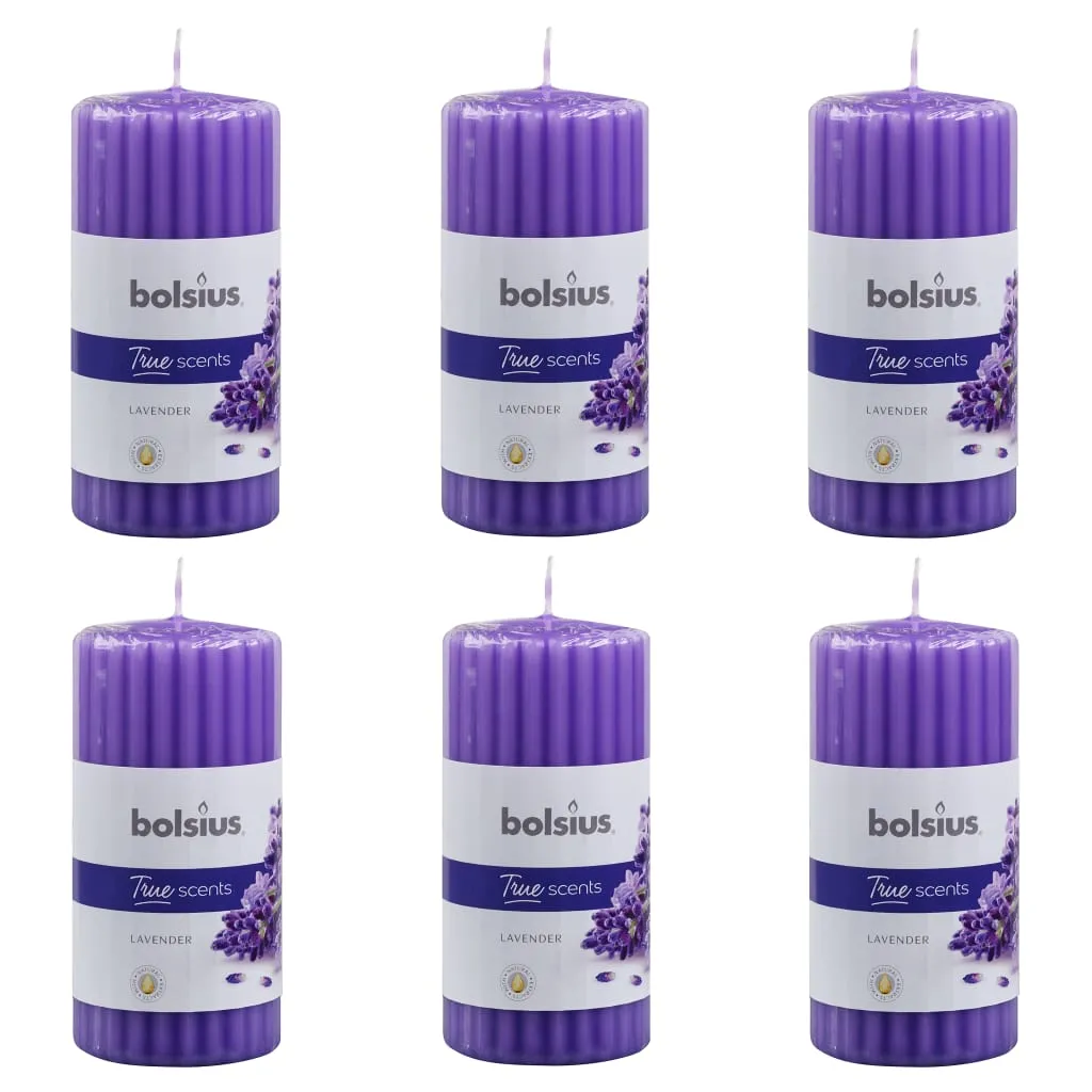 Bolsius Candele Profumate Rigate 6 pz 120x58 mm Lavanda