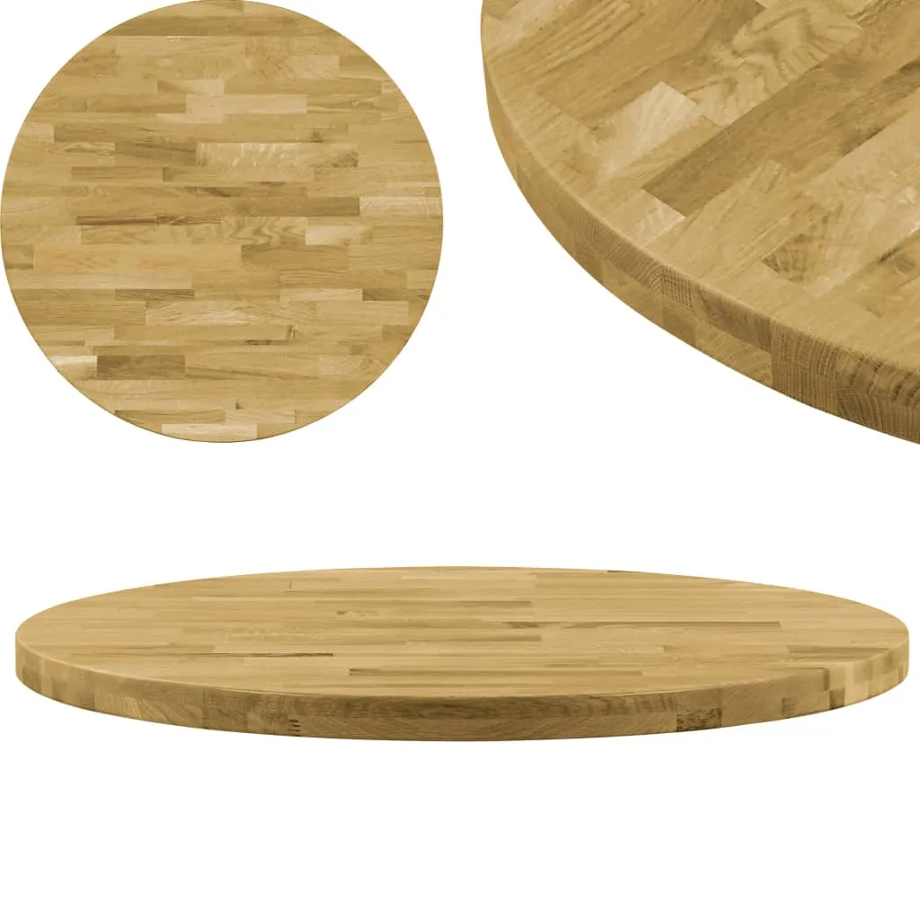 vidaXL Piano del Tavolo Legno Massello di Rovere Circolare 44mm 800mm