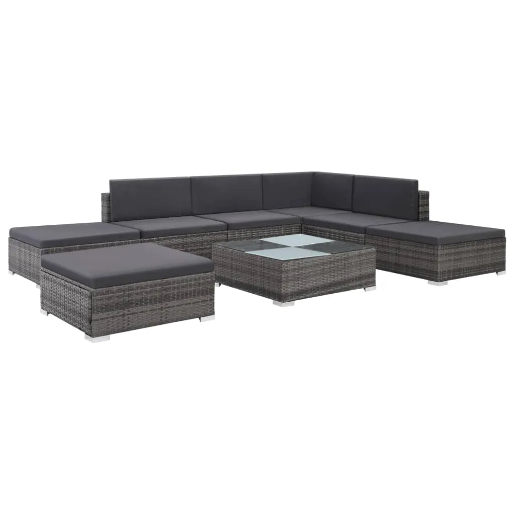 vidaXL Set Divani da Giardino 8 pz con Cuscini in Polyrattan Grigio