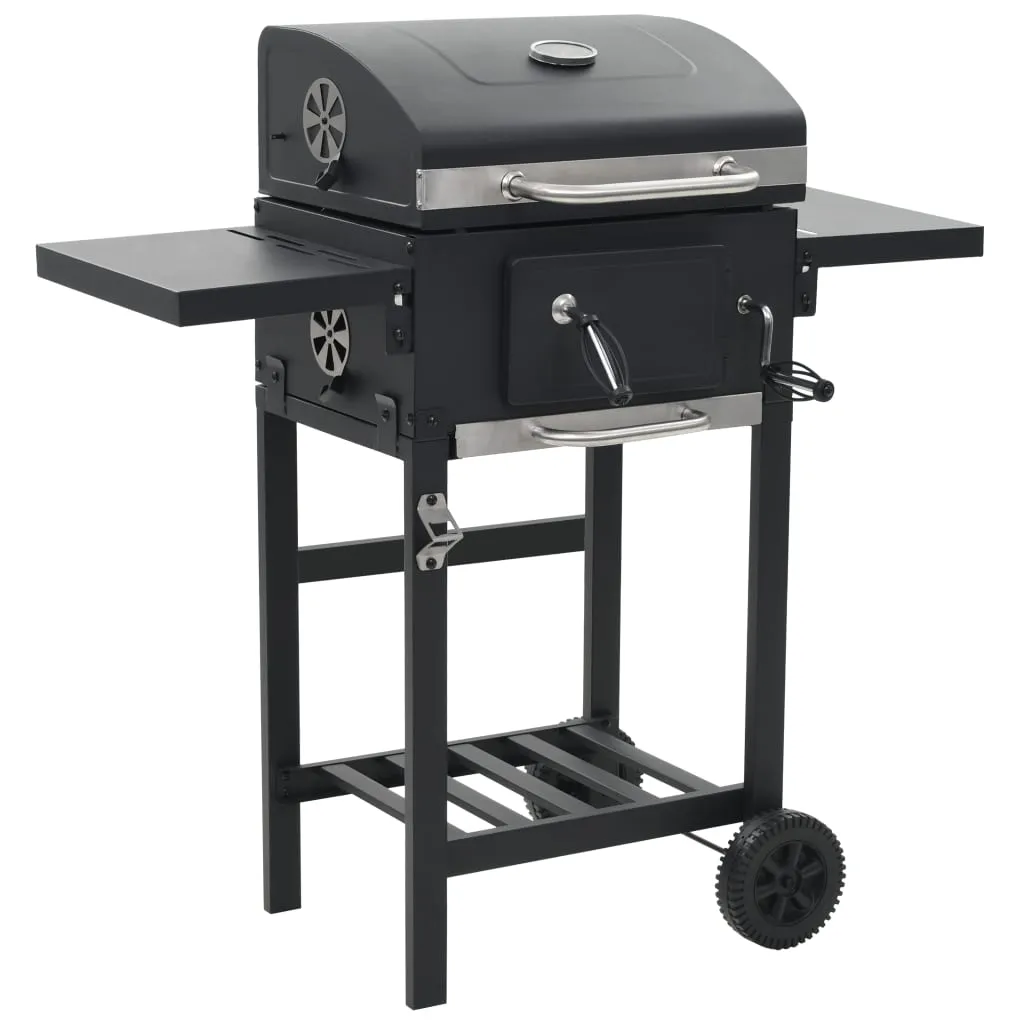 vidaXL Barbecue a Carbonella con Ripiano Inferiore Nero