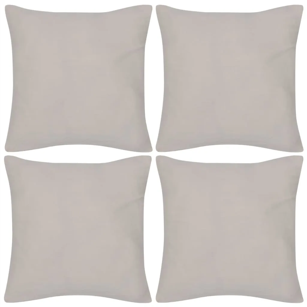 vidaXL Set 4 Federe in cotone beige 40 x 40 cm