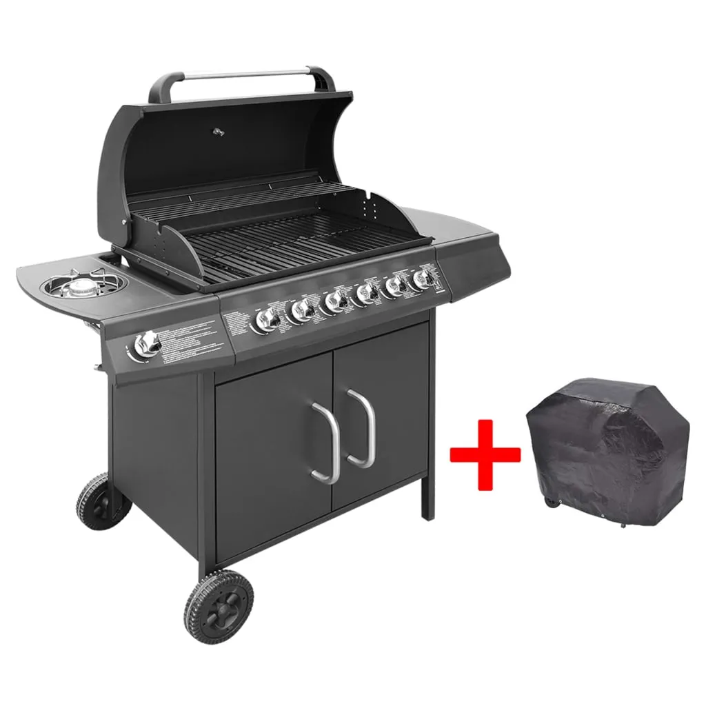 vidaXL Barbecue e Griglia a Gas 6+1 Fornelli Nero