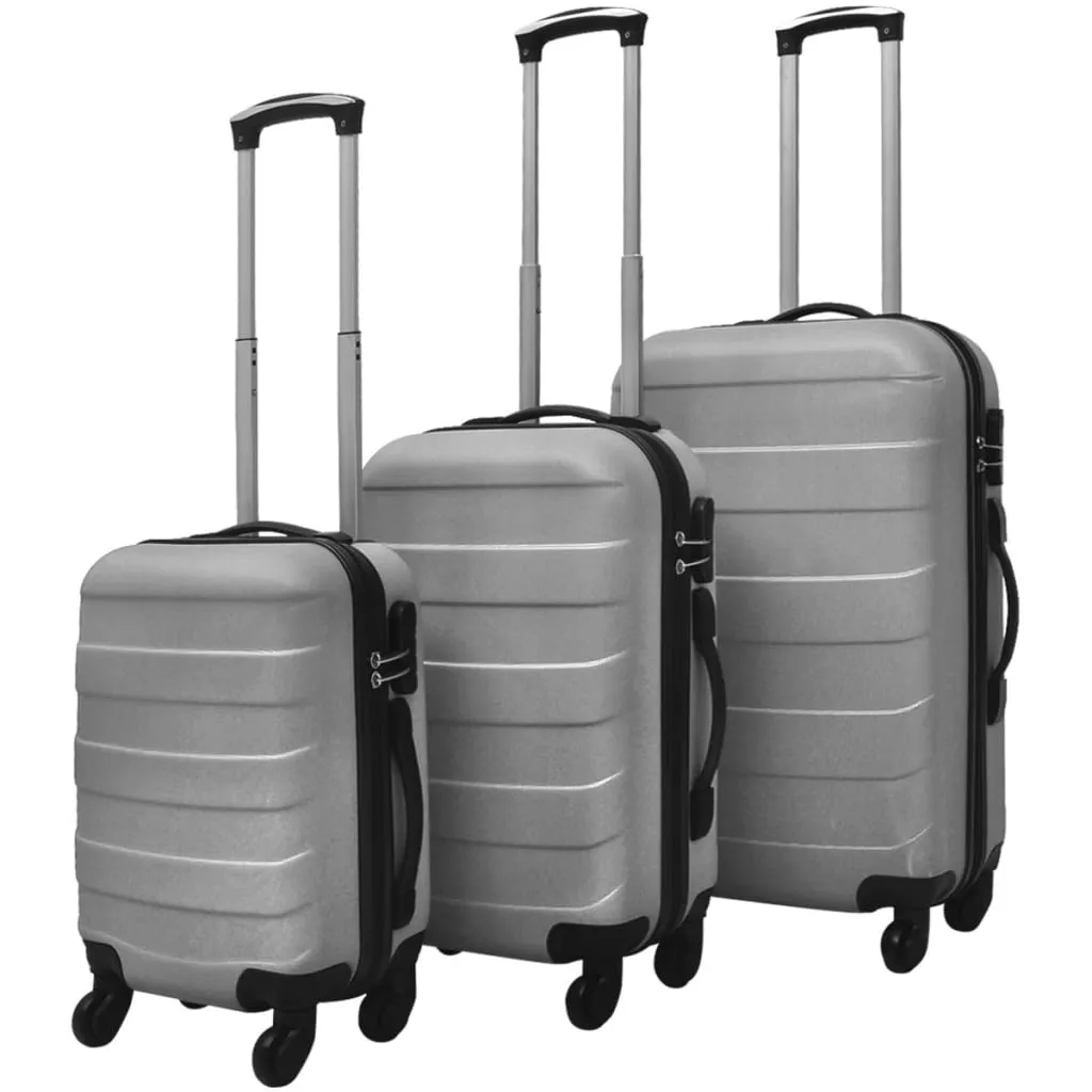 vidaXL Set Trolley Rigidi 3 pz Argento 45,5/55/66 cm