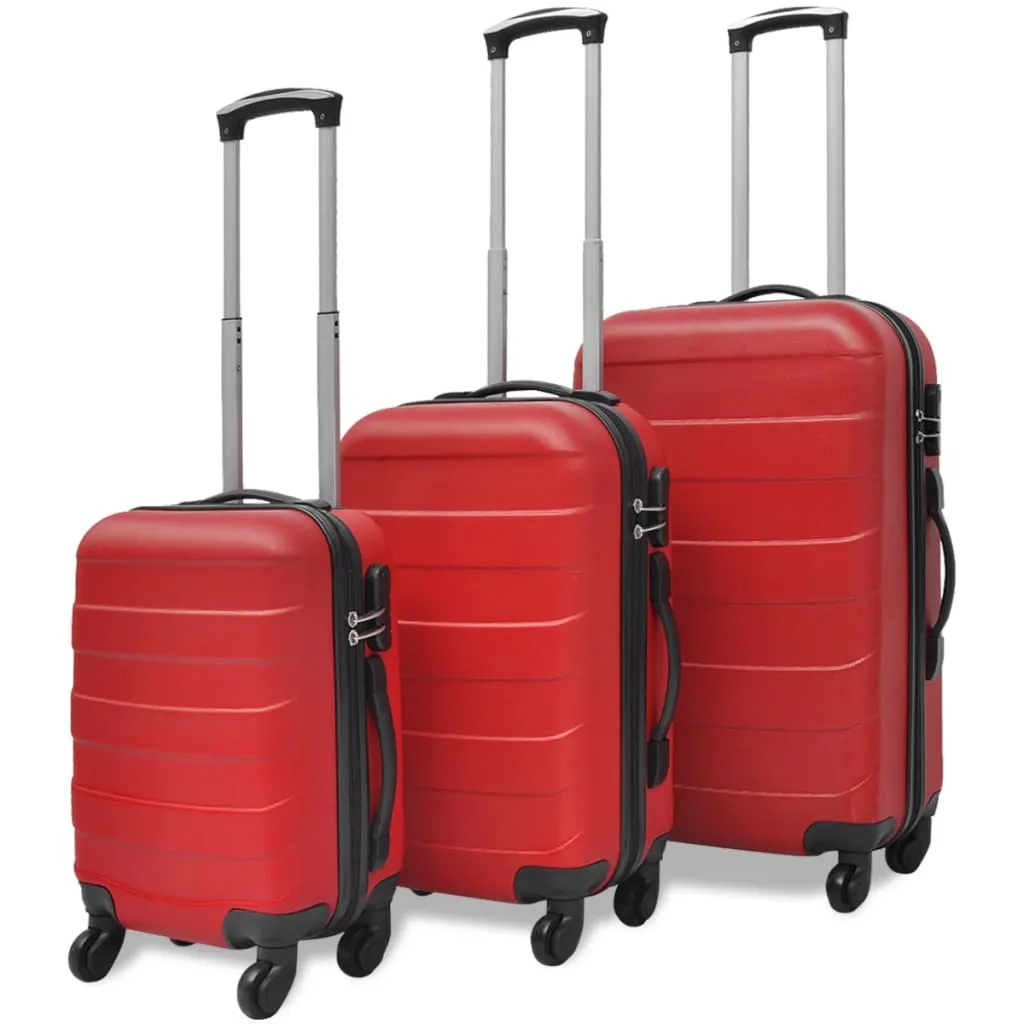 vidaXL Set Trolley 3 pz Rosso