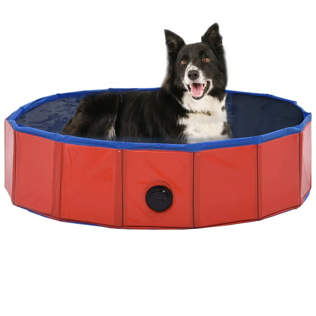 vidaXL Piscina per Cani Pieghevole Rossa 80x20 cm in PVC