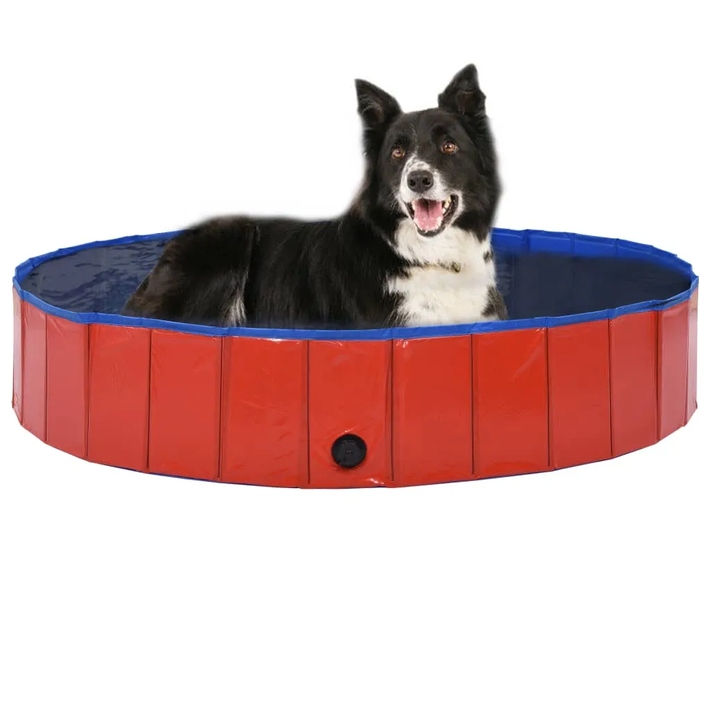 vidaXL Piscina per Cani Pieghevole Rossa 160x30 cm in PVC