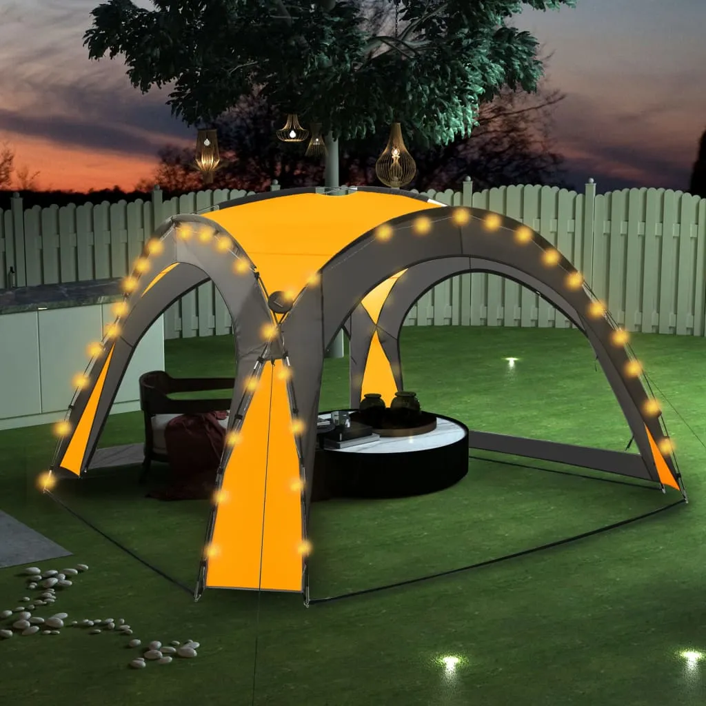 vidaXL Tenda per Feste con LED e 4 Pareti 3,6x3,6x2,3 m Gialla