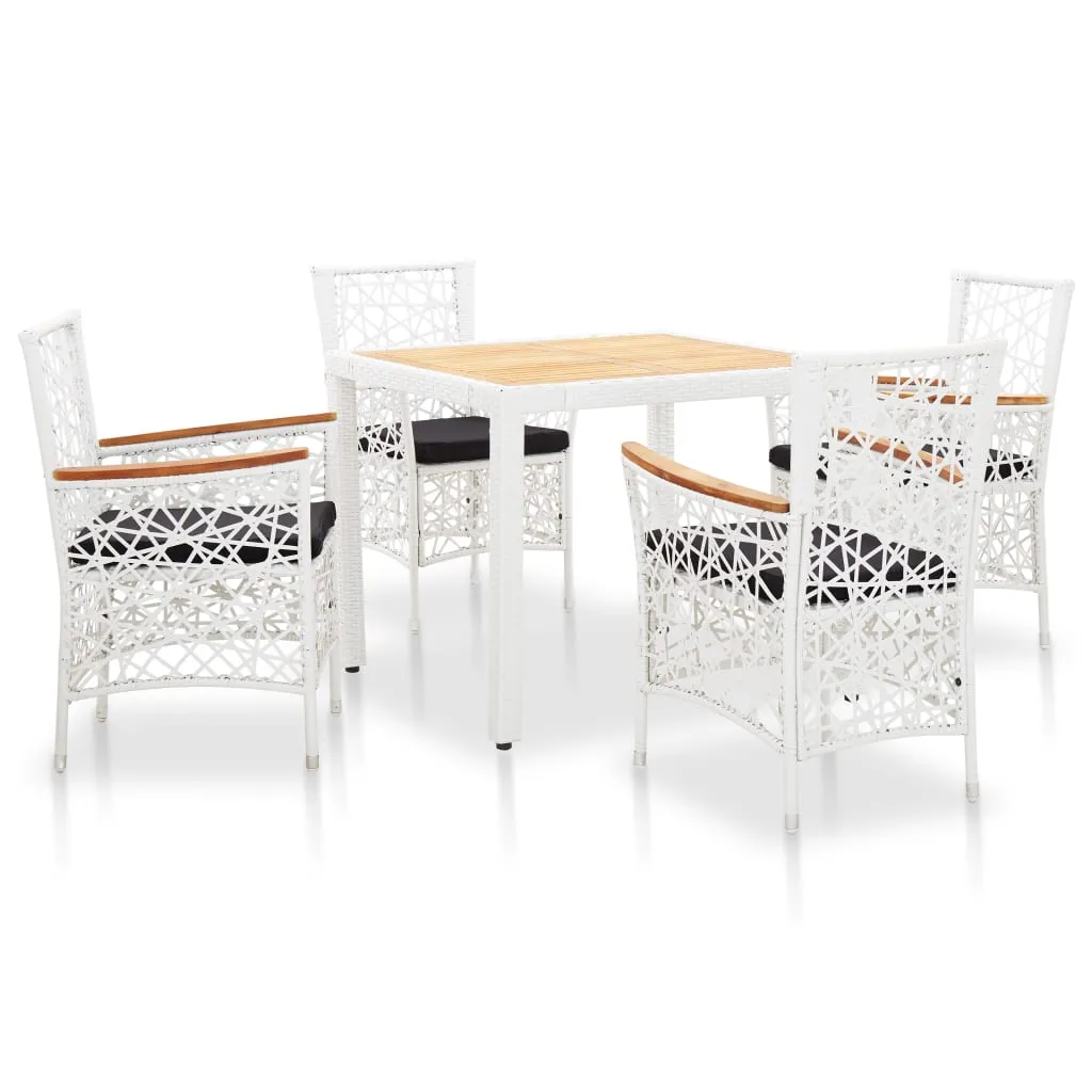 vidaXL Set da Pranzo da Giardino 5 pz in Polyrattan Bianco