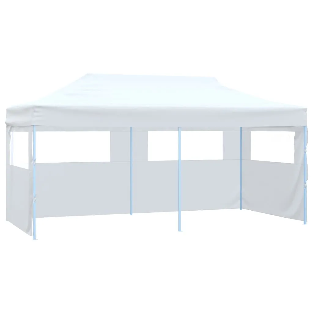 vidaXL Gazebo Pieghevole con 4 Pareti 3x6 m Acciaio Bianco