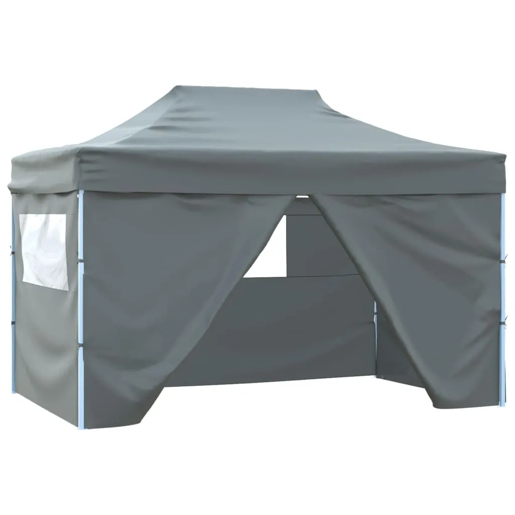 vidaXL Gazebo Professionale Pieghevole 4 Pareti 3x4m Acciaio Antracite