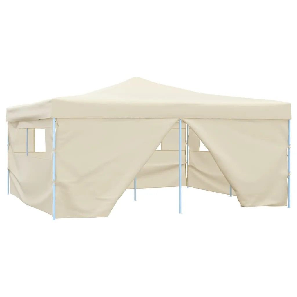 vidaXL Gazebo Pieghevole con 4 Pareti 5x5 m Crema