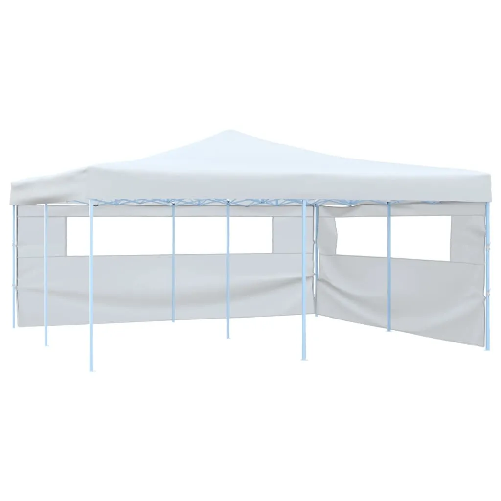 vidaXL Gazebo Pieghevole con 2 Pareti 5x5 m Bianco