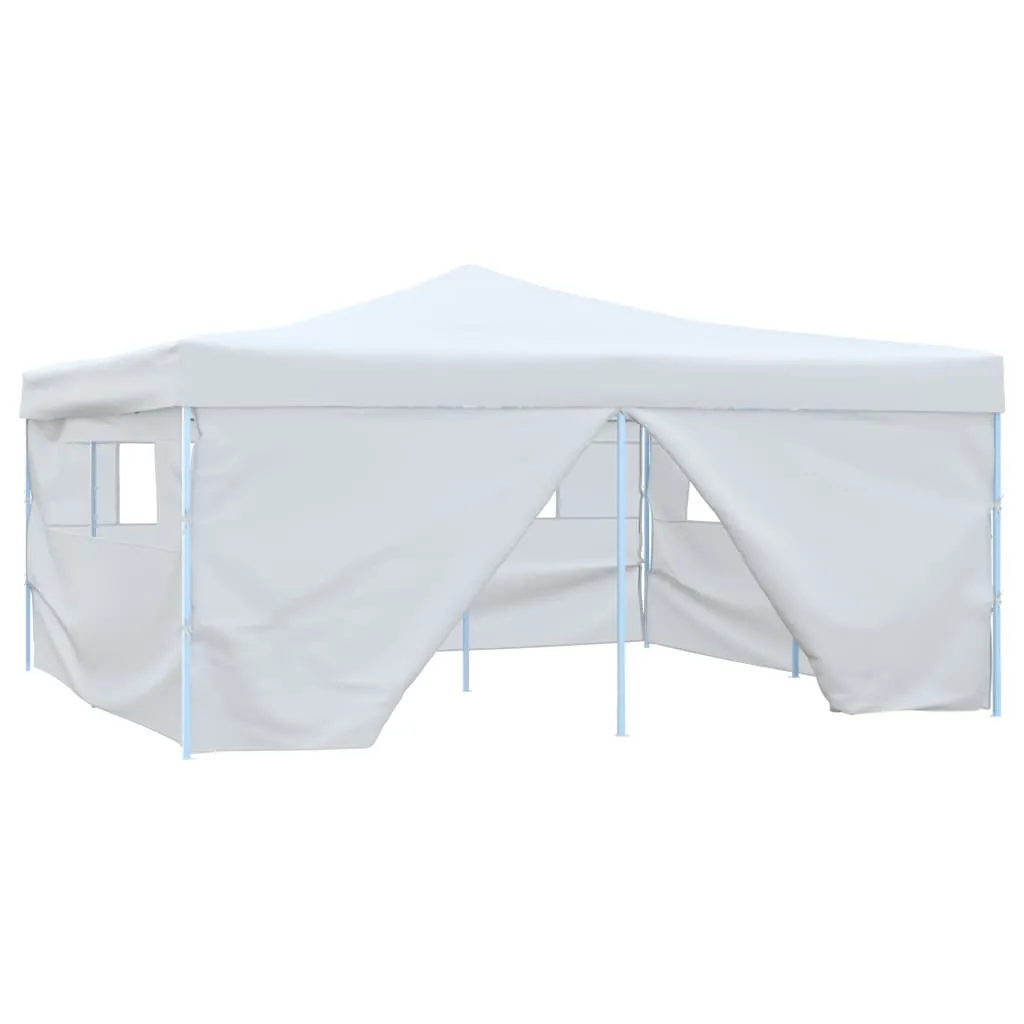 vidaXL Gazebo Pieghevole con 4 Pareti 5x5 m Bianco